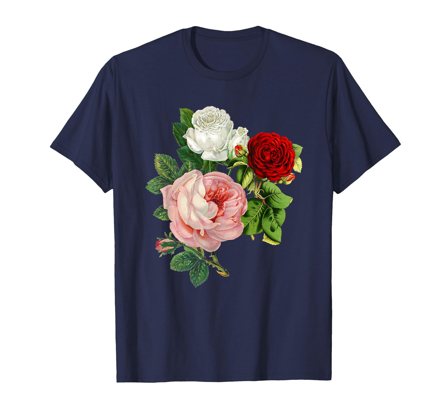 Vintage Roses Flower Floral Illustration Blossom Lovers T-Shirt