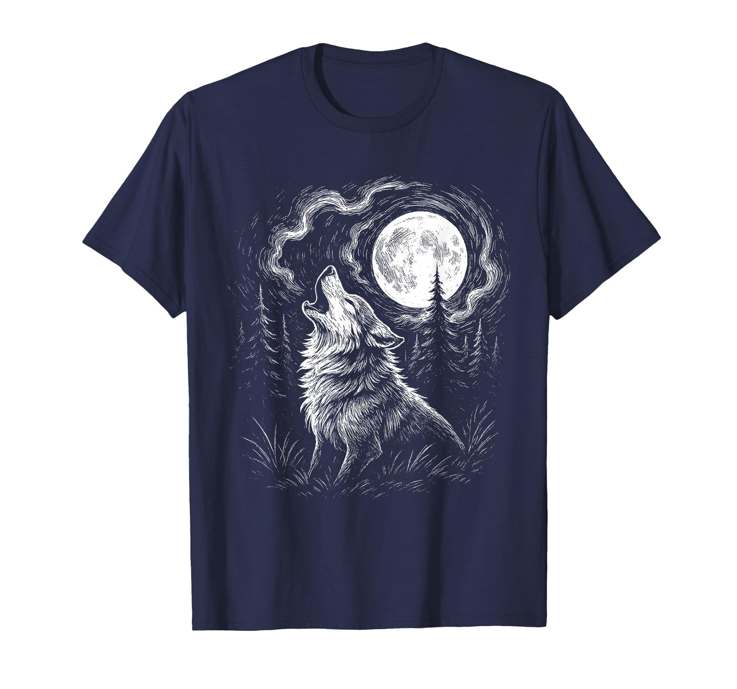 Wolf Howling Moon Forest Nature Wildlife Animal Wolves Lover T-Shirt