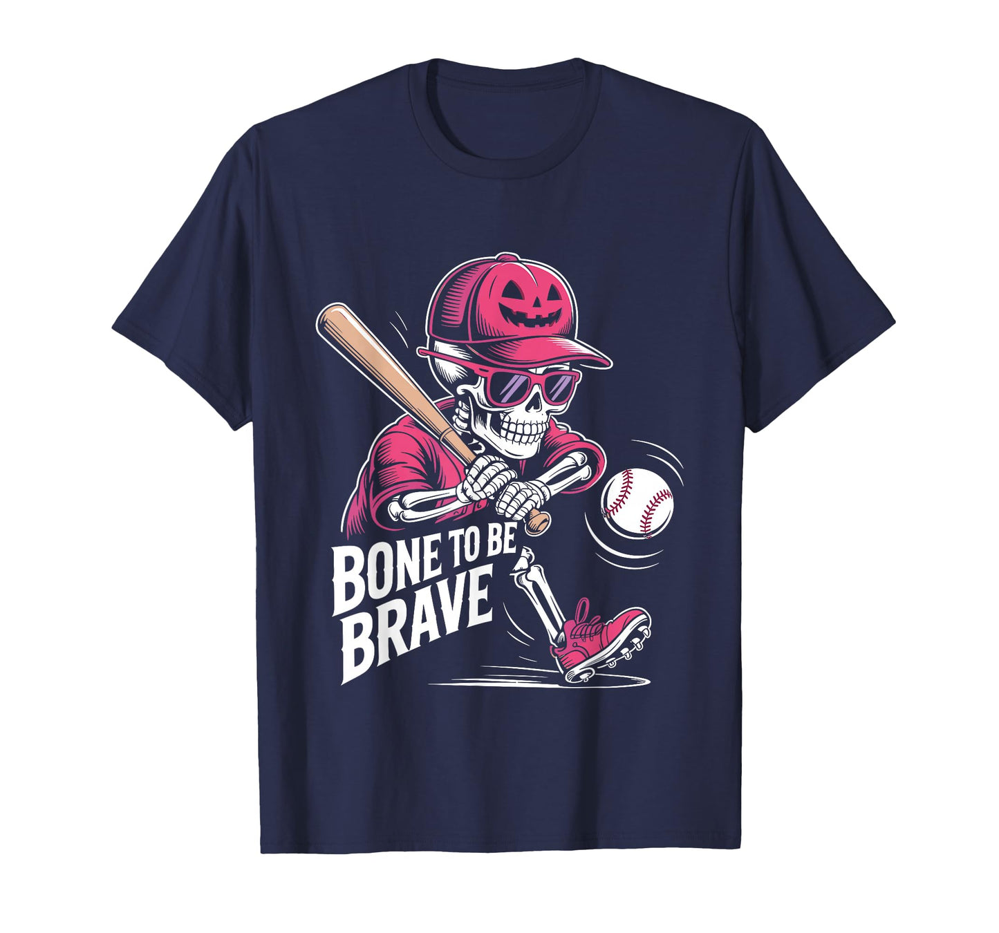 Baseball Skeleton Fighter Halloween Breast Cancer Awareness T-Shirt