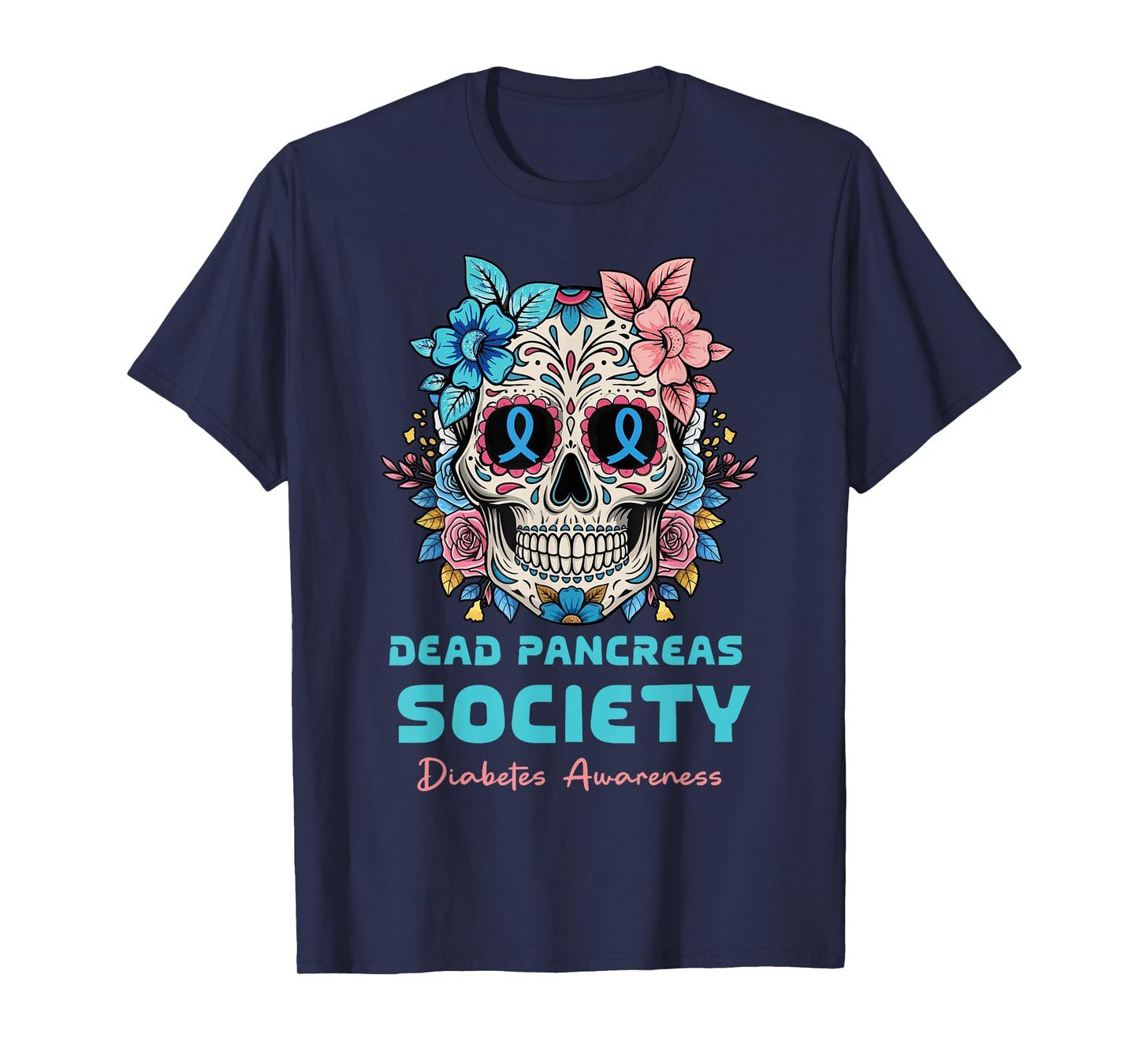 Dead Pancreas Society Floral Sugarskull Dia De Los Muertos T-Shirt