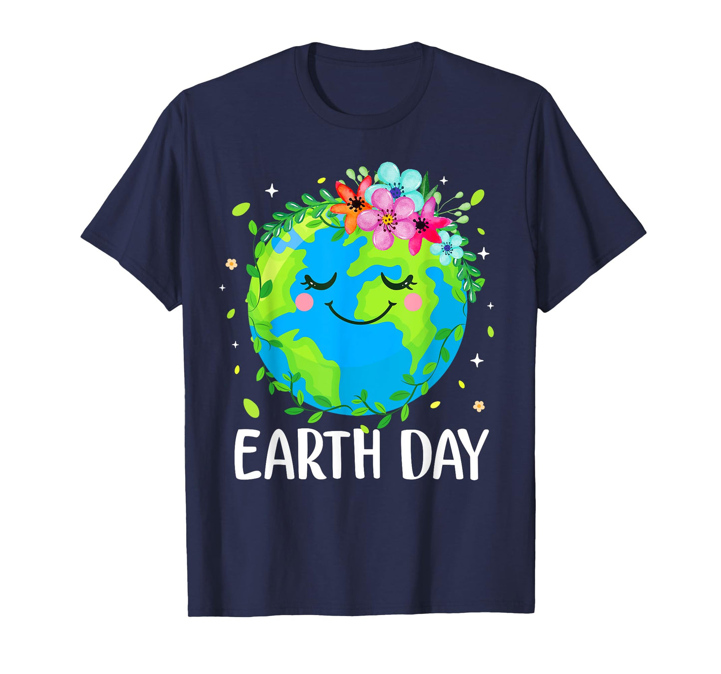 Earth Day 2025 Gifts Unisex-Adults & Kids Modern Floral Black Crew Neck Short Sleeve Polycotton Stretchable Themed T-Shirt Small