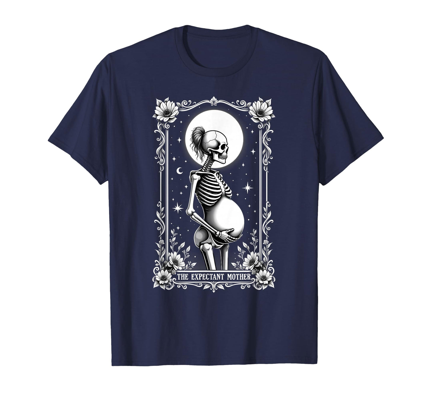 Gothic Tarot Card Mom Skeleton Expectant Mother T-Shirt