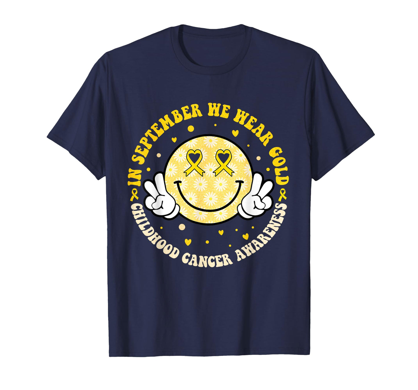 in September We Wear Gold Childhood Cancer Awareness Groovy T-Shirt