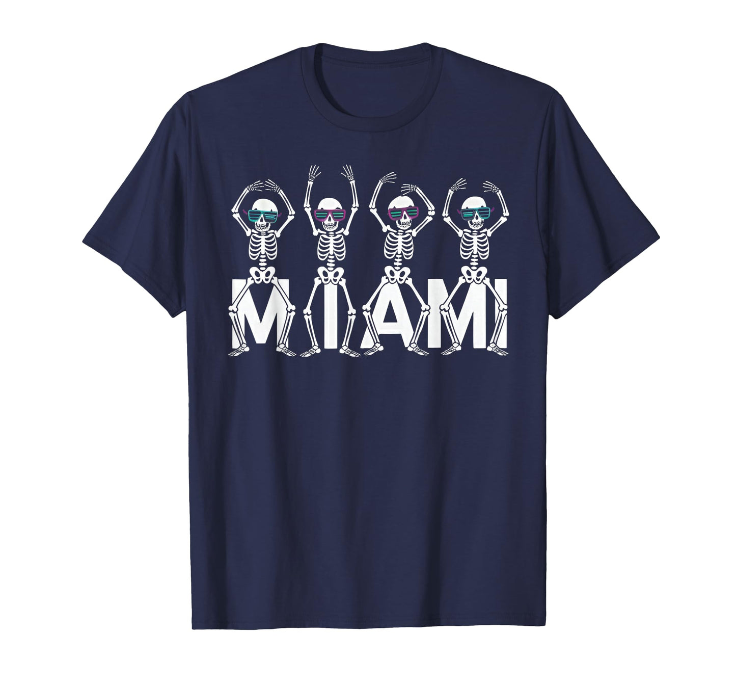 Funny Miami Skeleton Retro Vibes Graphic Apparel T-Shirt