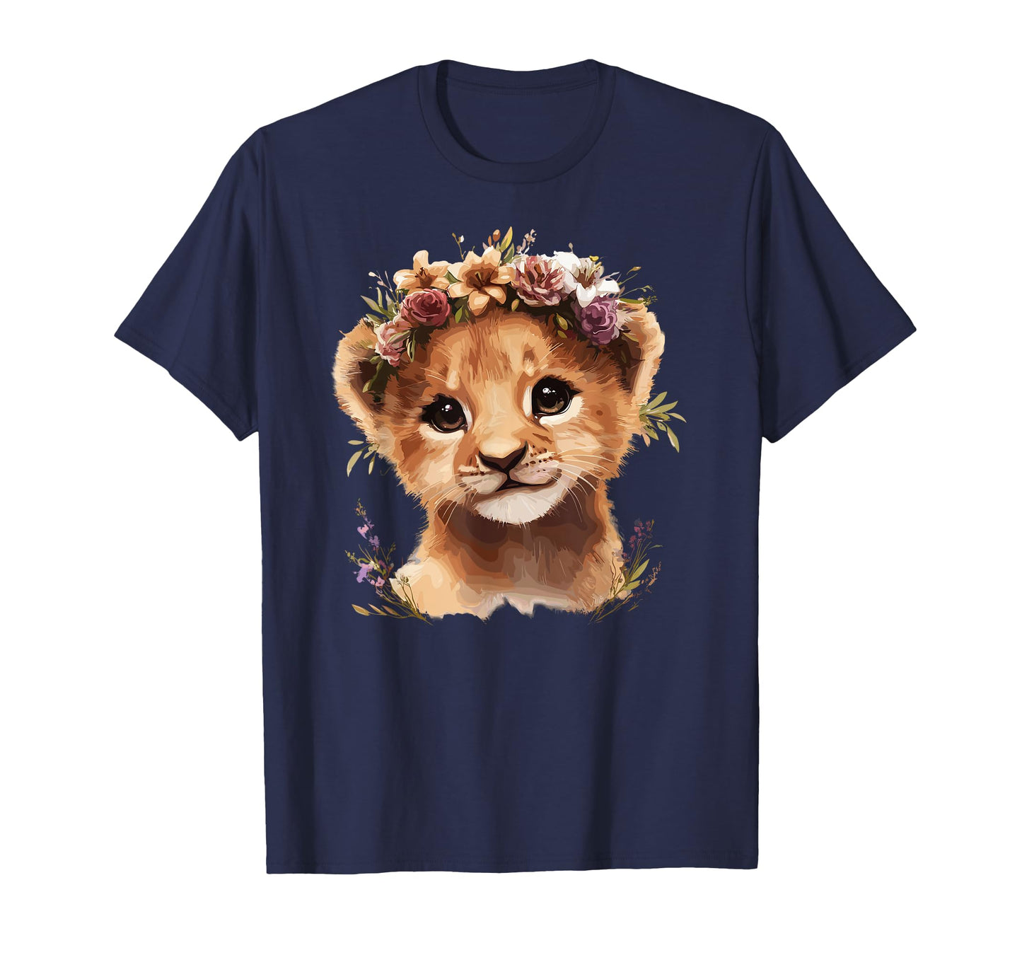 Cute Lion Cub With Floral Crown T-Shirt