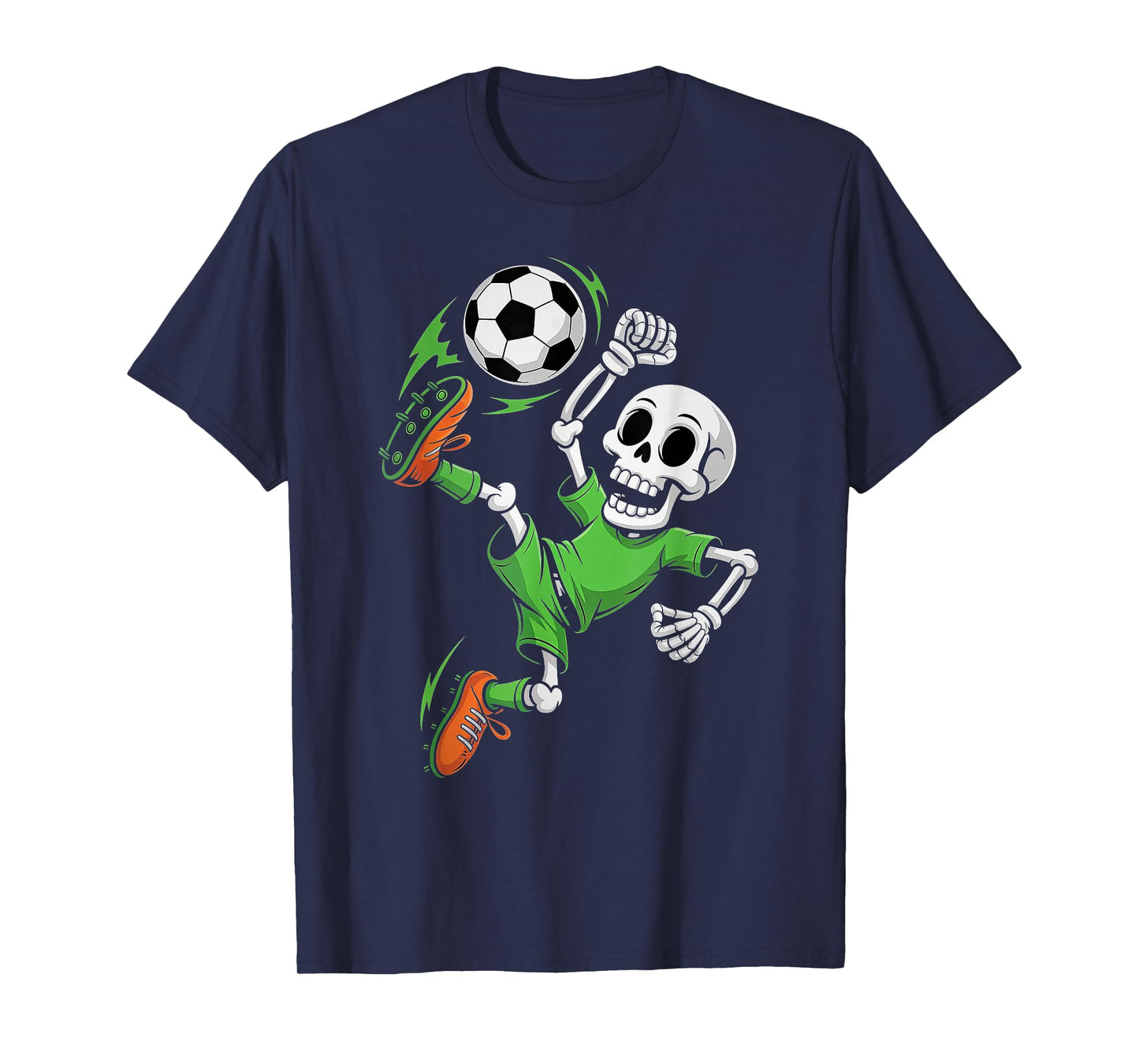 Skeleton Soccer Halloween Costume Boys Men Funny Football T-Shirt