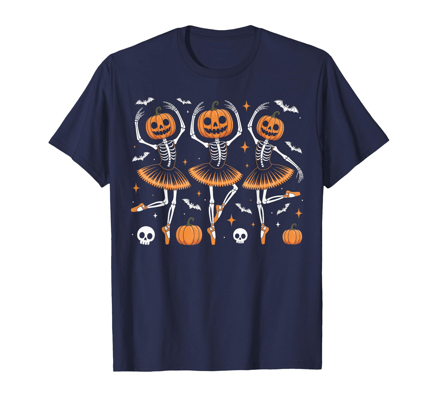 Ballet Pumpkin Skeleton Scary Halloween Men Women Girl T-Shirt