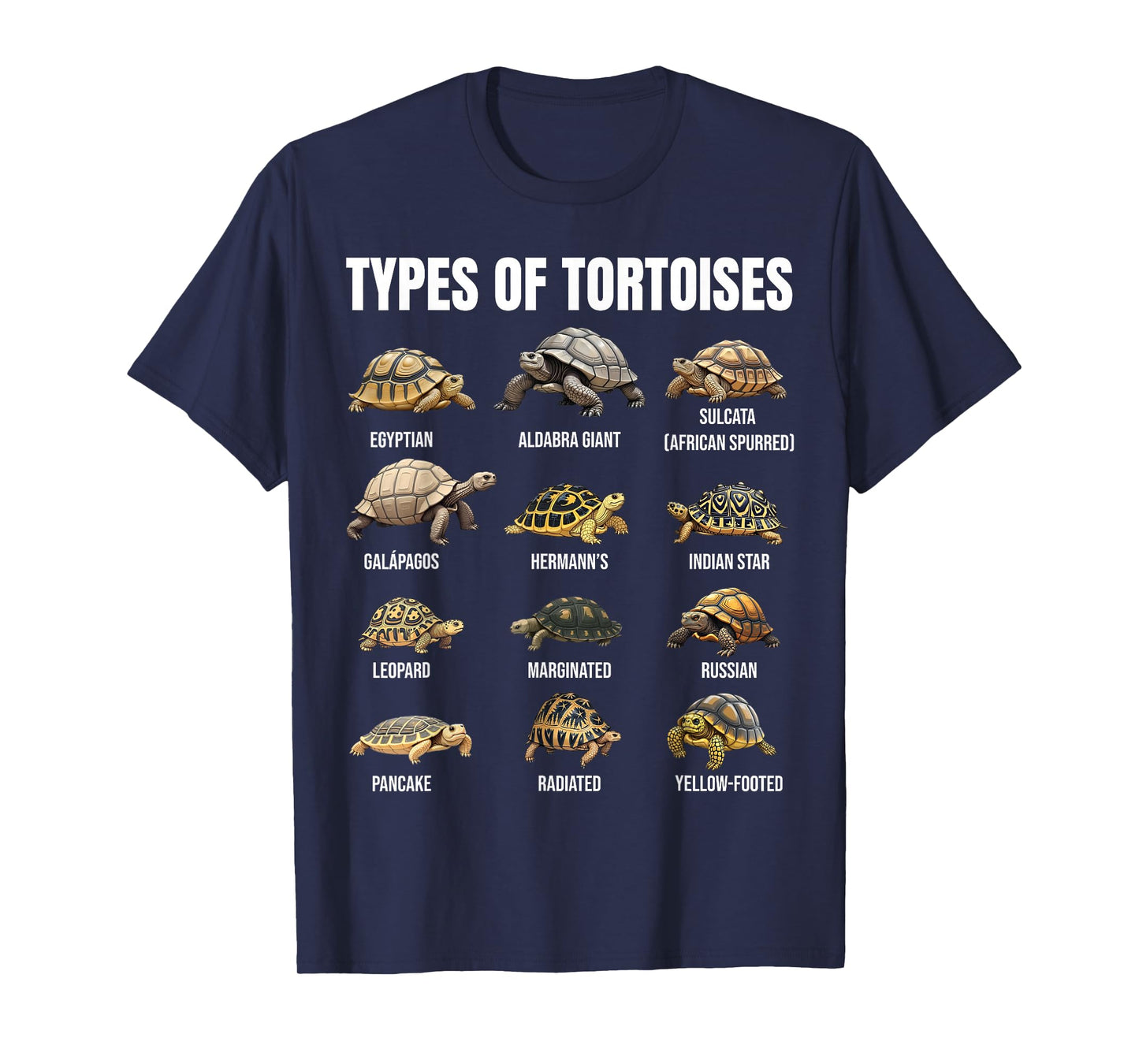 Types of Tortoises Land Tortoise Species Educational Chart T-Shirt