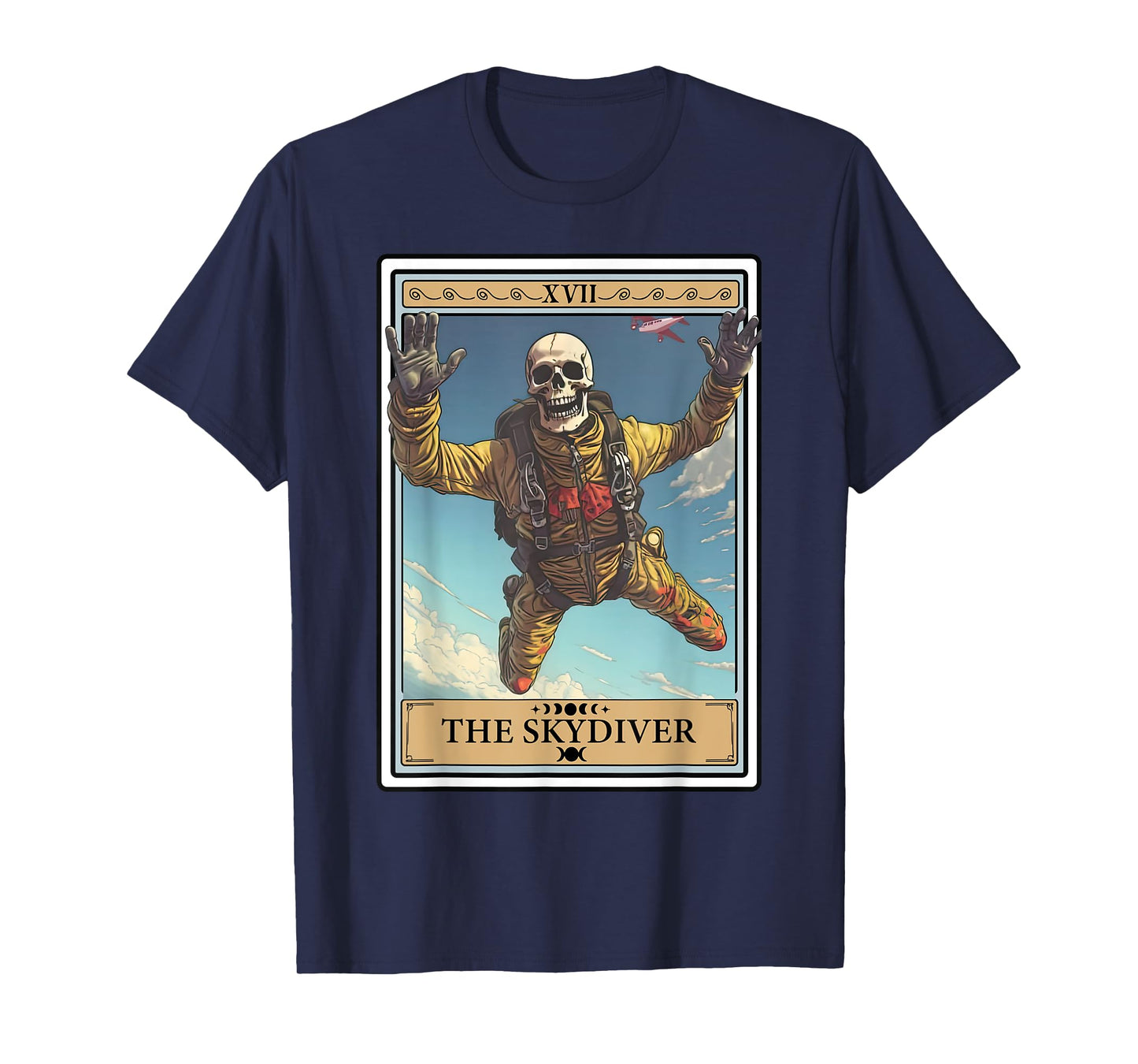 Skydiver Skydiving Tarot Card Skeleton Parachuting Funny T-Shirt