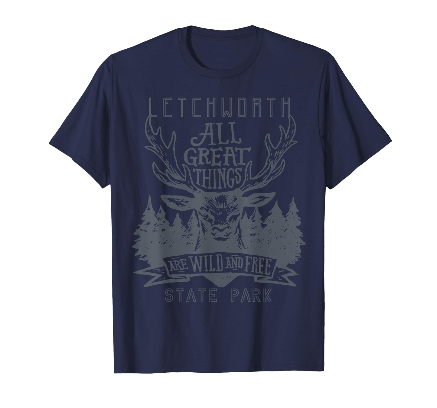 Forest New York Letchworth State Park Camping Moose Hiking T-Shirt