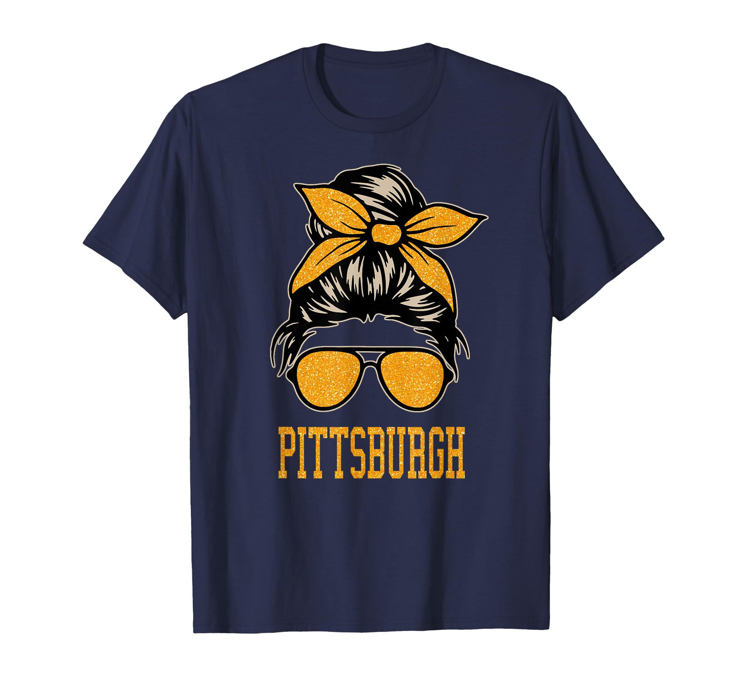Pittsburgh Women Girl Messy Bun Hair. Gift For Women Girl T-Shirt