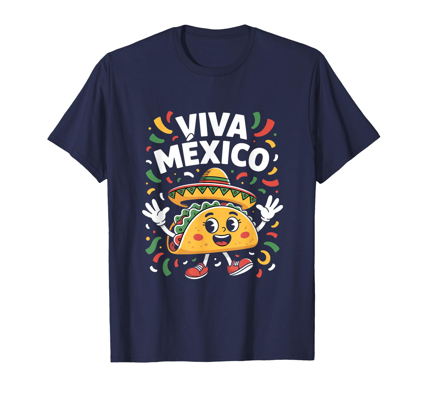 Viva Mexico Taco Sombrero Fiesta Confetti T-Shirt