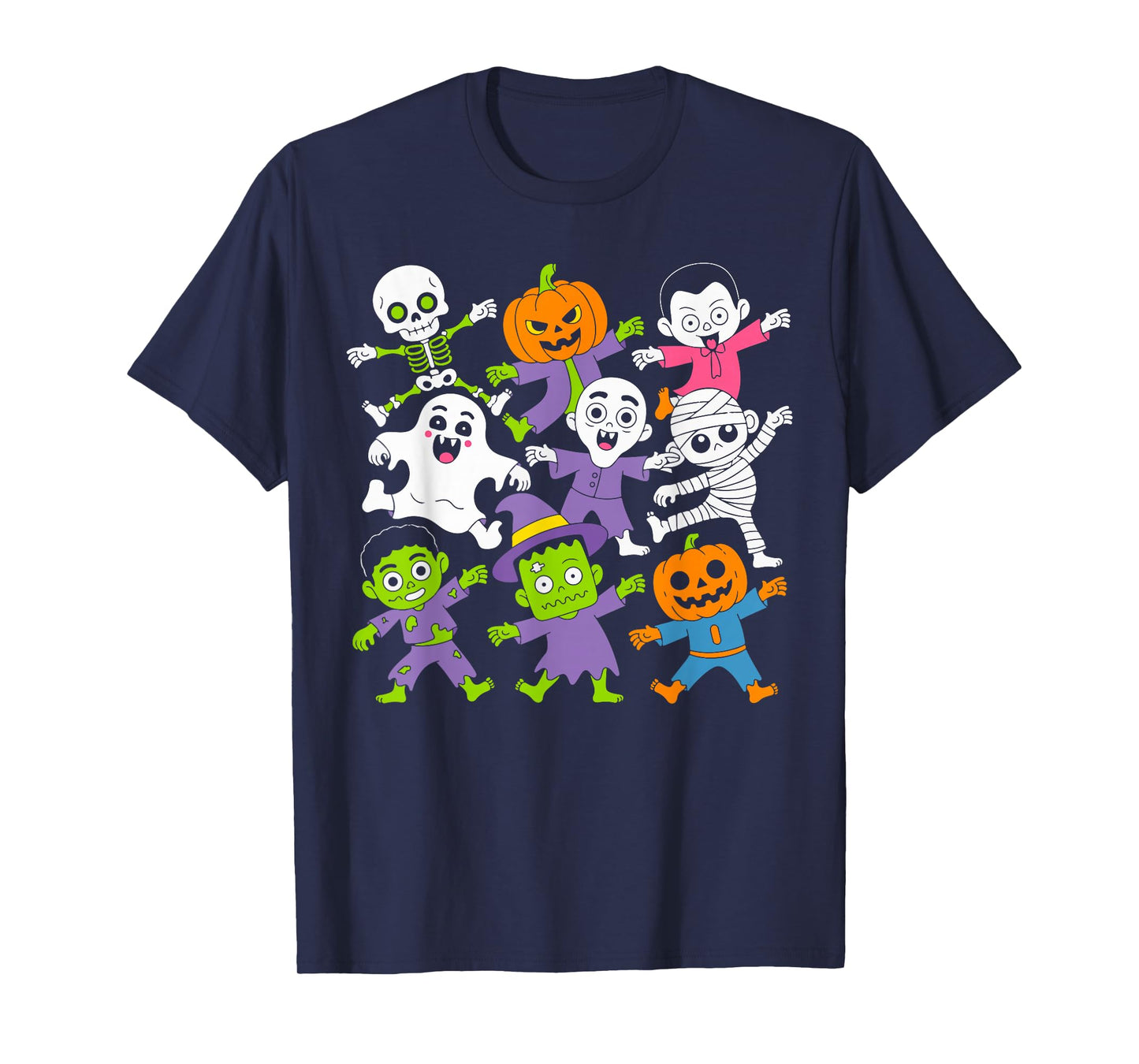 Skeleton Ghost Pumpkin Dance Halloween Costume Boys Girls T-Shirt