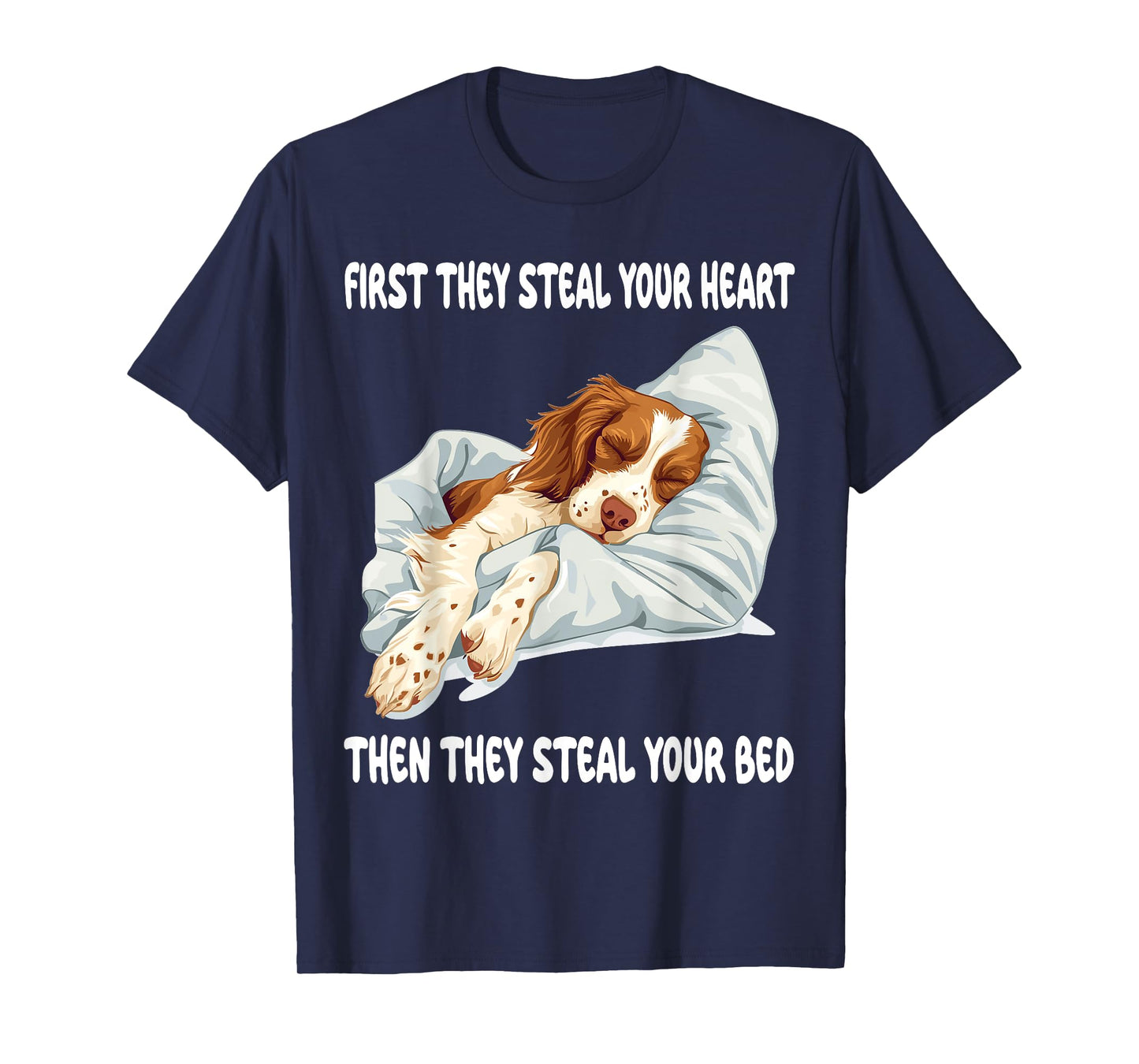 Brittany Spaniel Sleeping Pajamas Nightgown T-Shirt