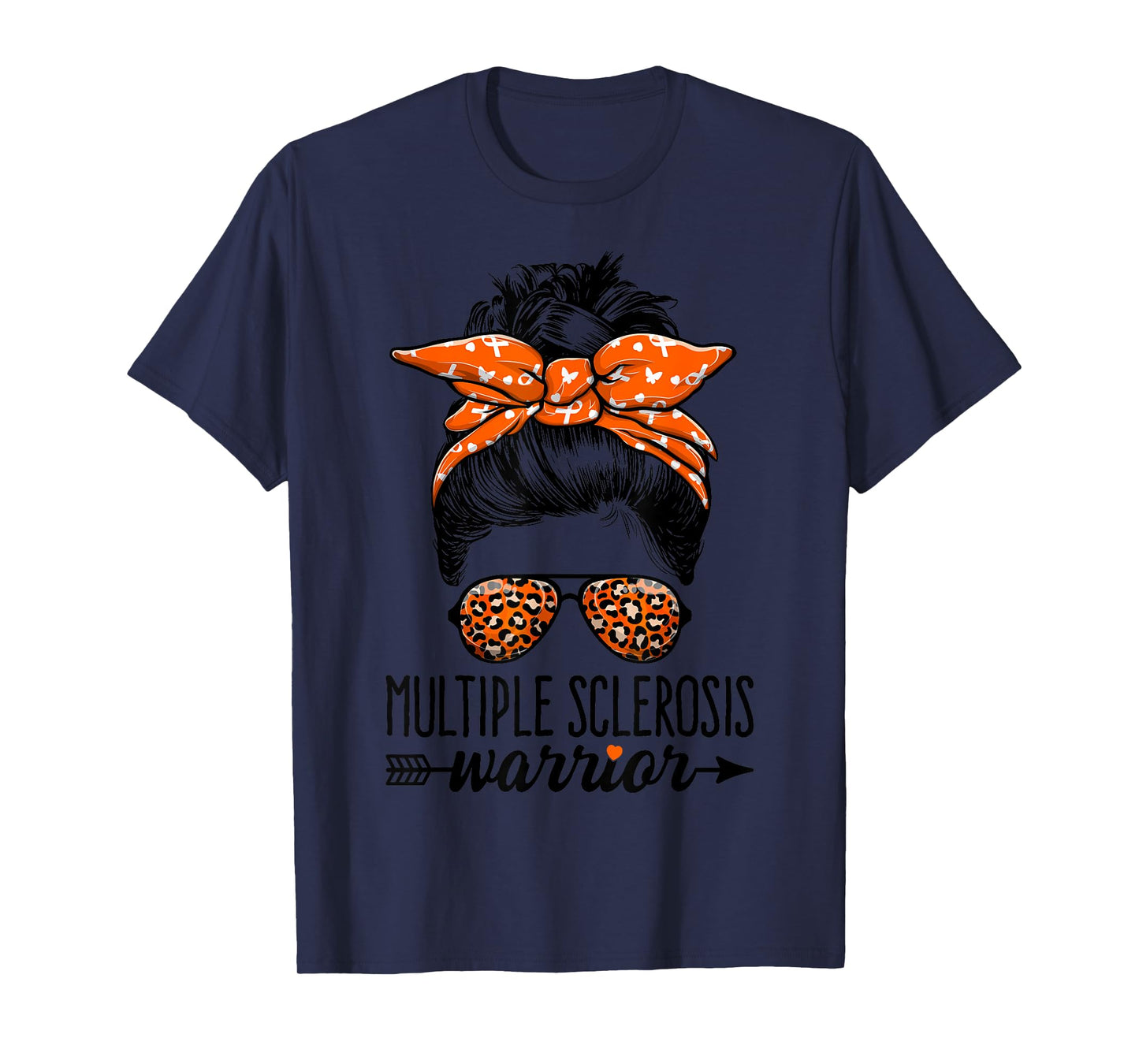Womens MS Warrior Messy Bun - Multiple Sclerosis Awareness T-Shirt