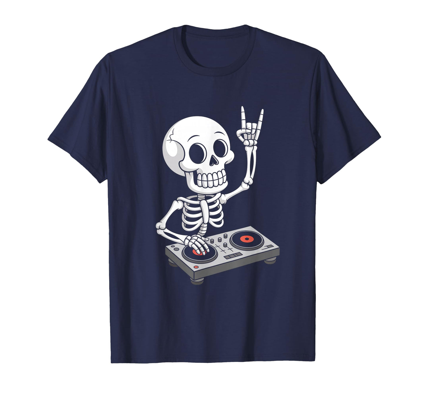 Skeleton DJ on Turntables EDM Synthesizer Rave Music Ghost T-Shirt