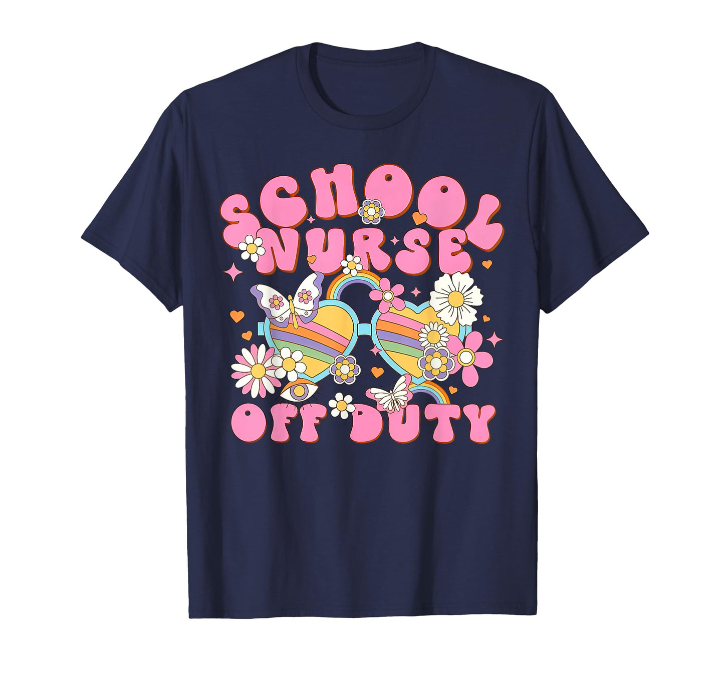 Retro School Nurse Off Duty Glasses Last Day Of School T-Shirt
