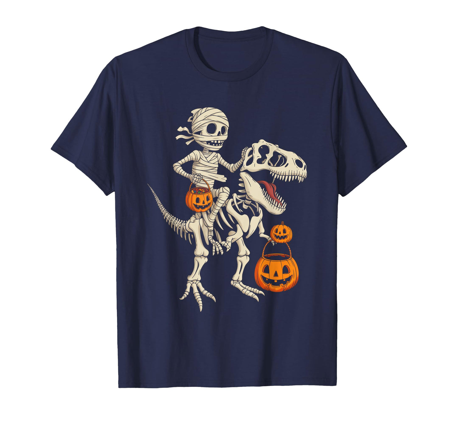 Funny Skeleton Riding Dinosaur T Rex Kids Boys Men Halloween T-Shirt