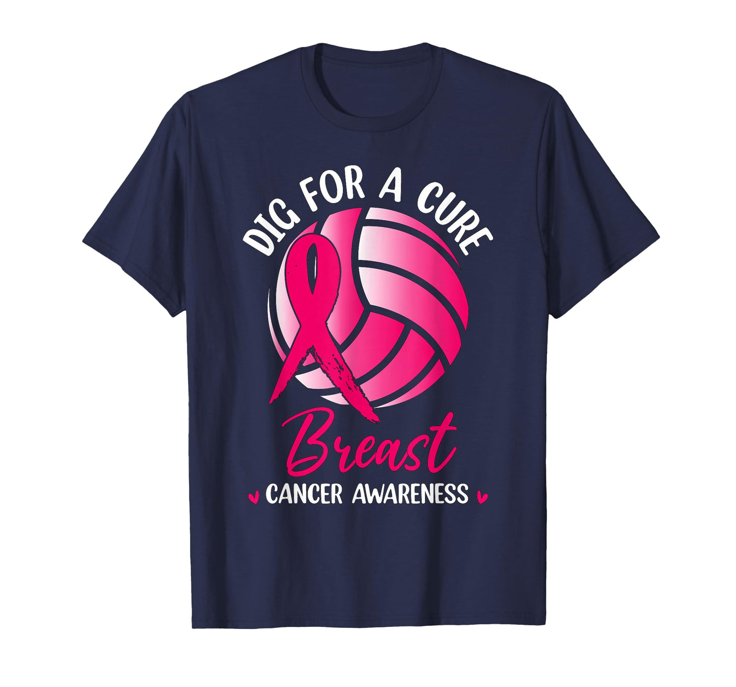 Dig For Cure Ribbon Volleyball Breast Cancer Awareness Pink T-Shirt