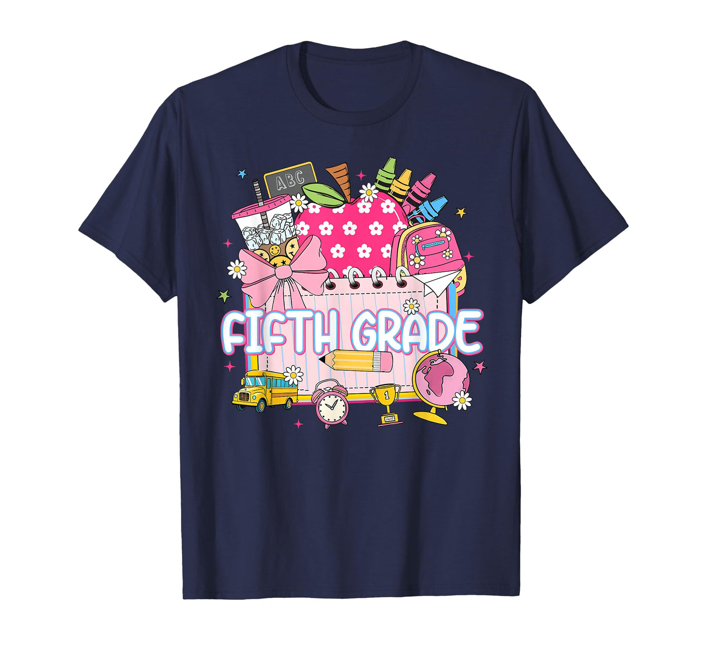 Fifth 5th Grade Back To School Coffee Apple Teacher Women T-Shirt
