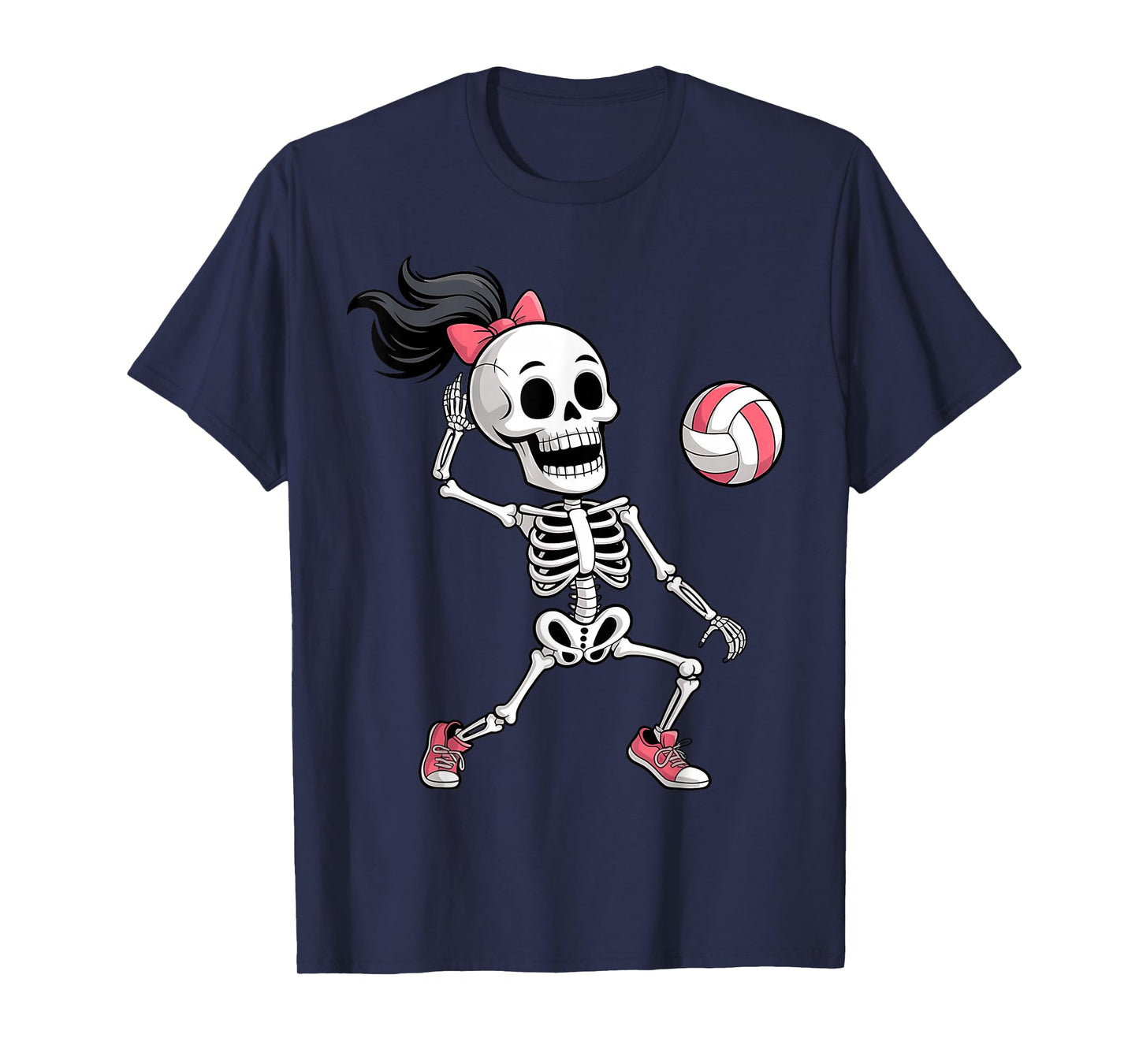 Skeleton Volleyball Halloween Costume Funny Women Girls Kids T-Shirt