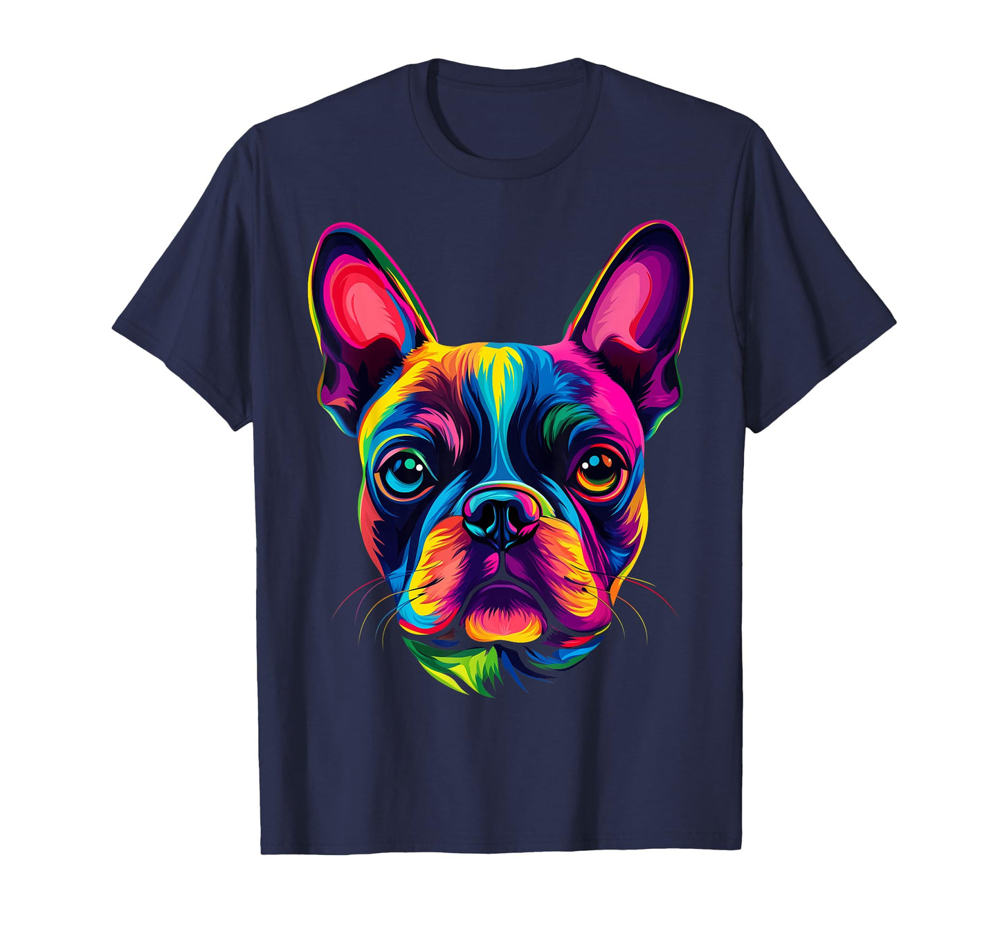 Colorful Boston Terrier Face Cute Dog Lover Men Women Black T-Shirt
