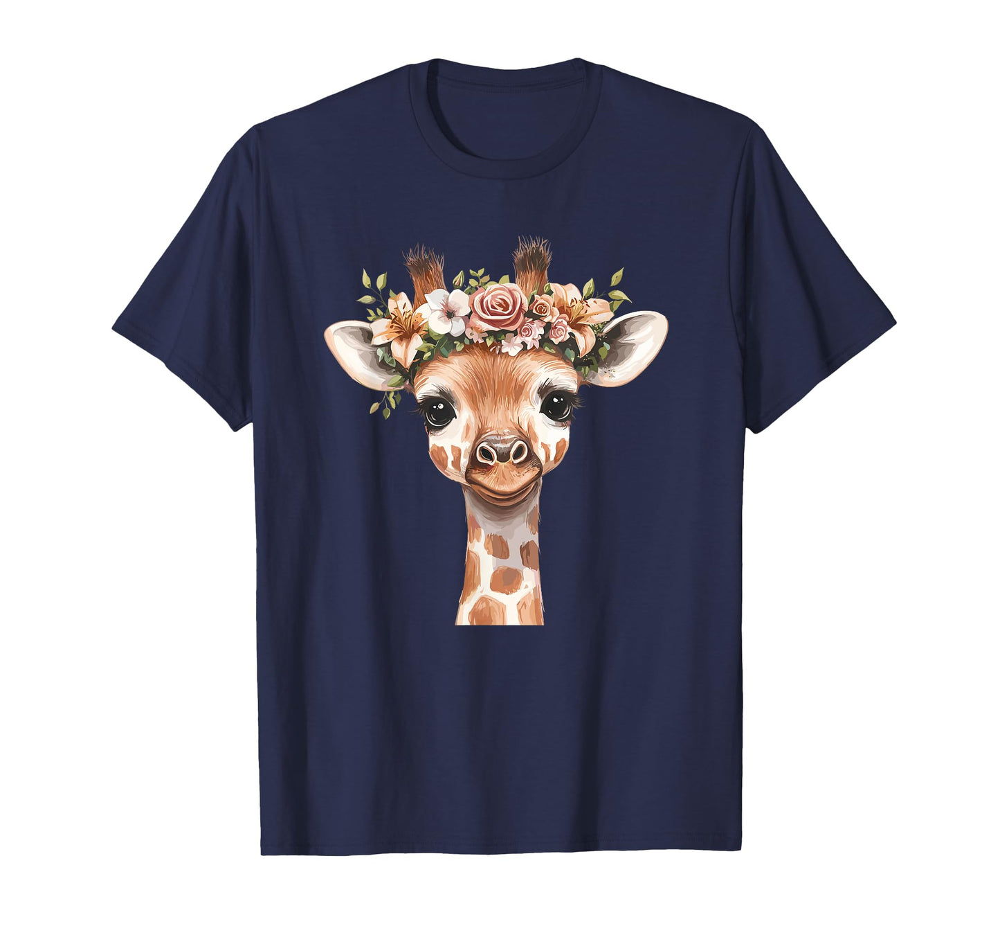Giraffe With Flower Crown Cute Animal T-Shirt
