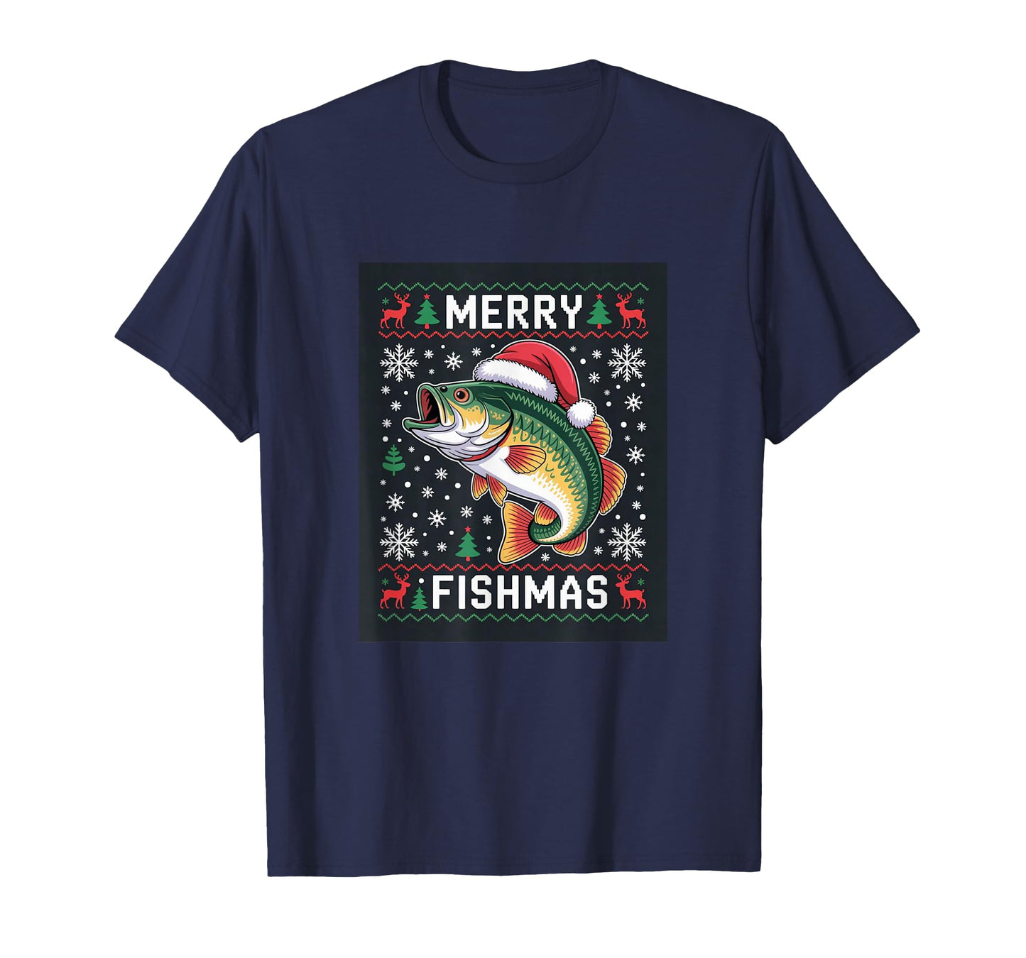 Merry Fishmas Bass – Funny Christmas Fishing T-Shirt