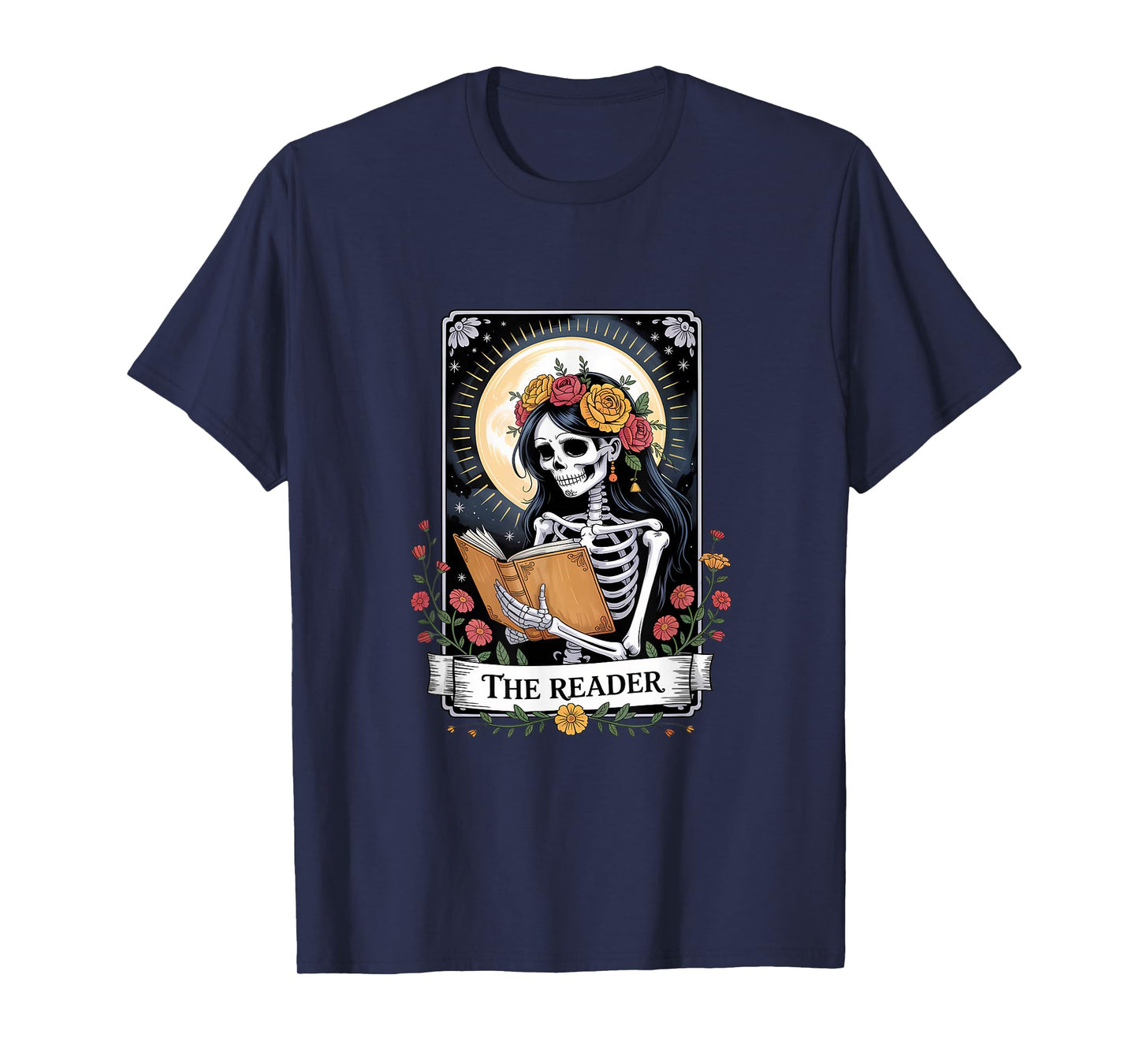 The Reader Skeleton Tarot Design T-Shirt