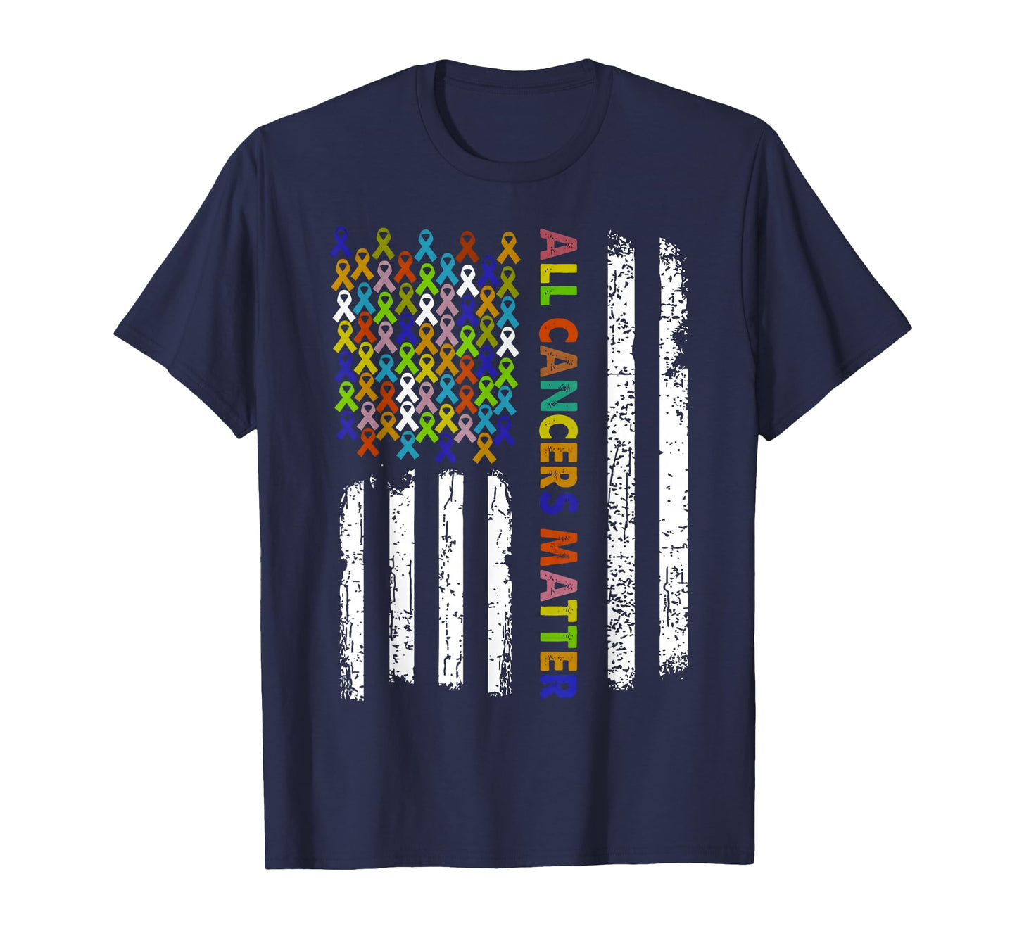 All Cancers Matter Cancer Awareness Ribbon USA Flag T-Shirt