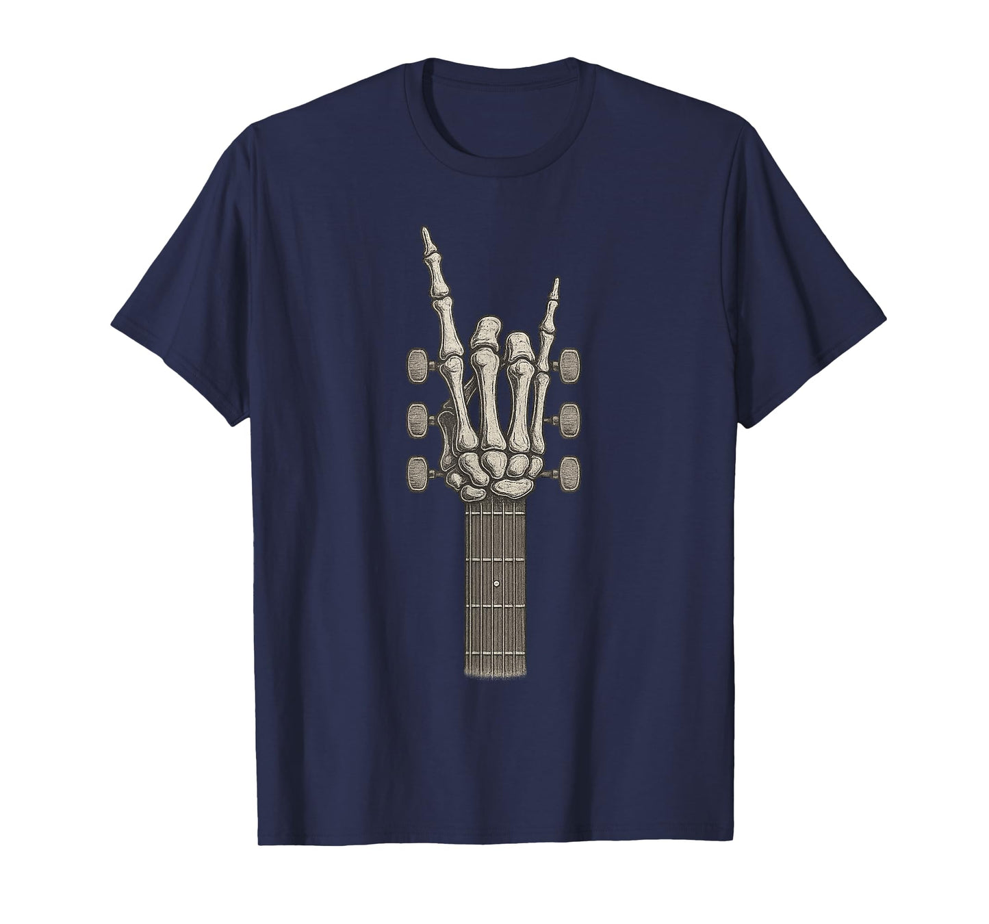Rock On Skeleton Hand Guitar Guitarist Rock Band Halloween T-Shirt
