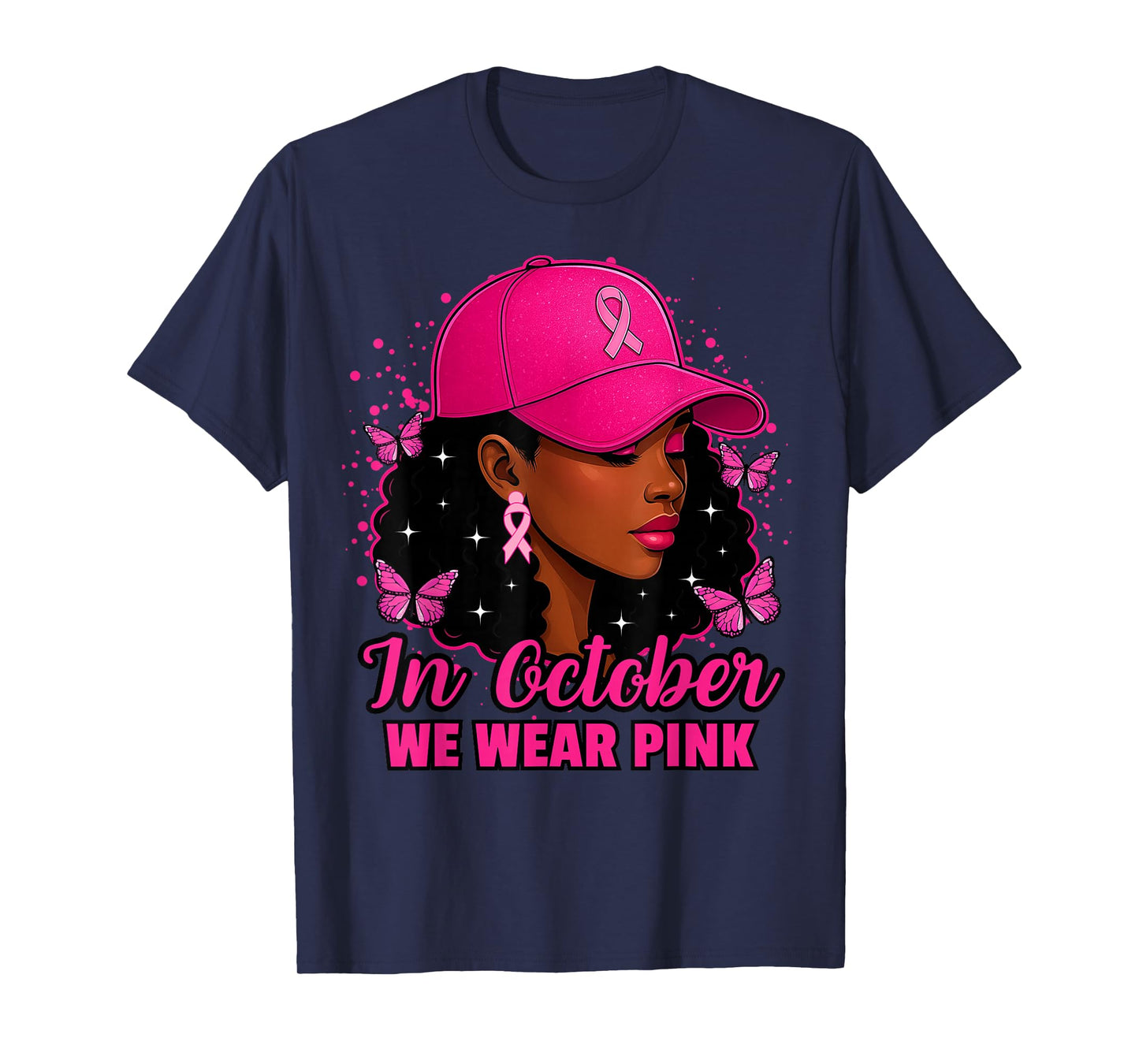 African American Women in October We Wear Pink Breast Cancer T-Shirt