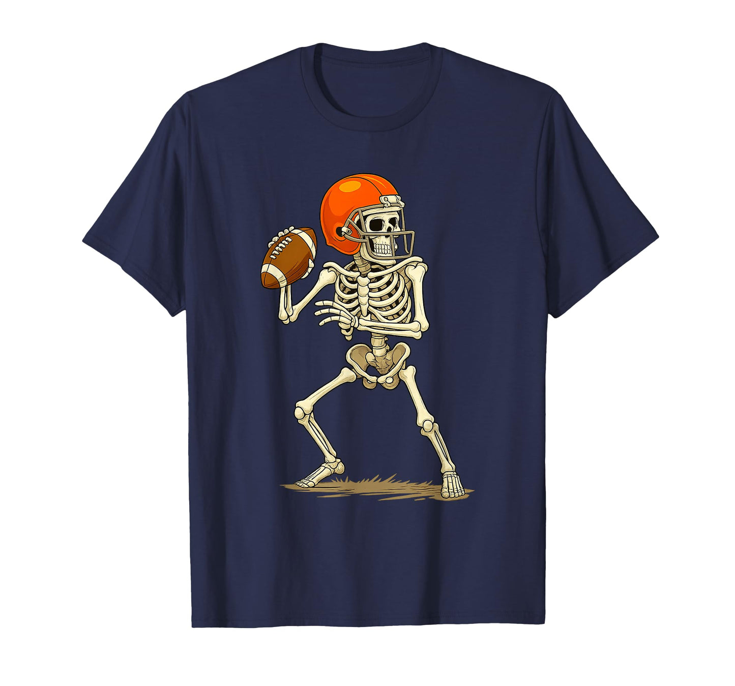 Football Skeleton Running Back Horror Art Halloween Game Day T-Shirt