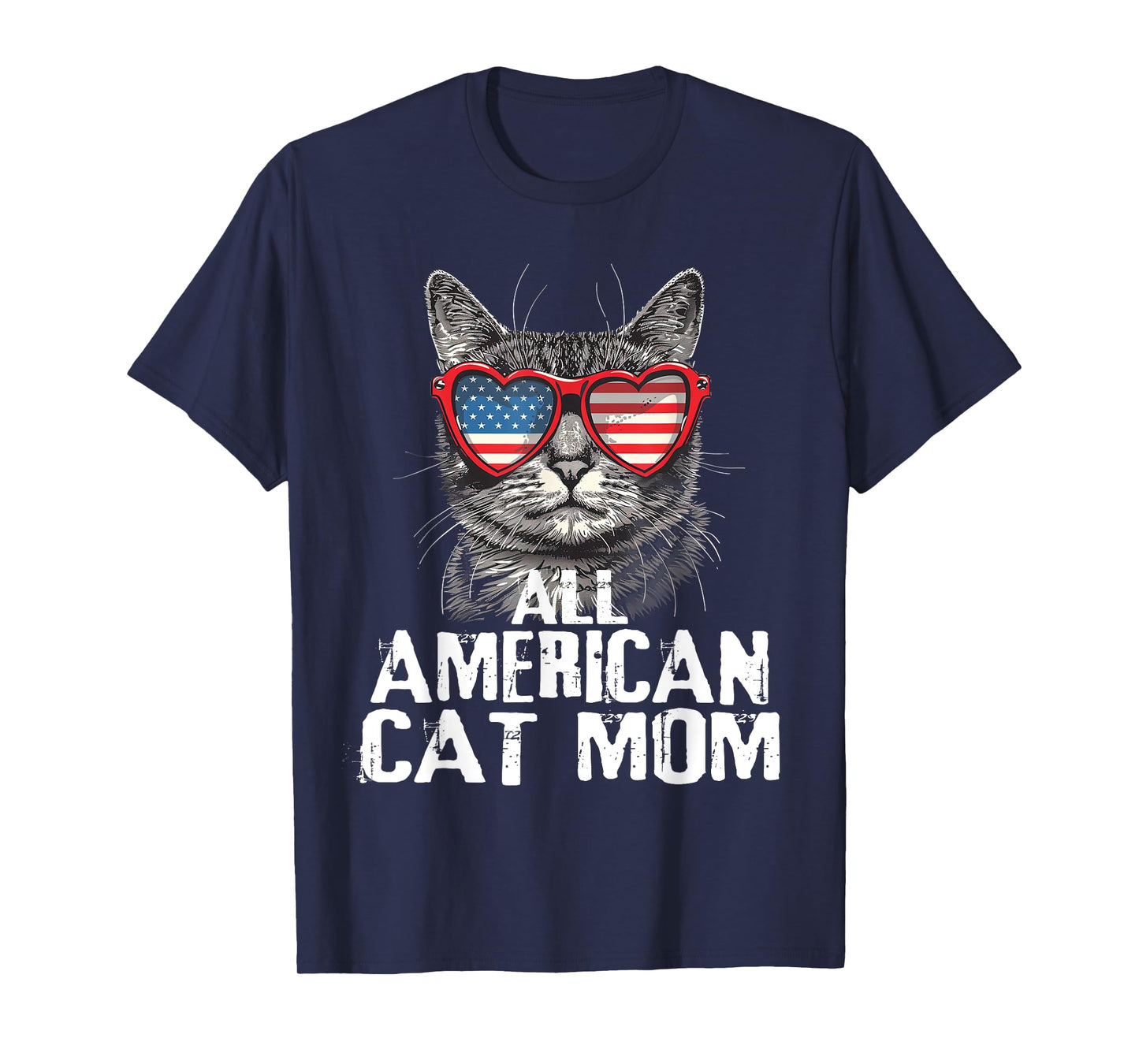 All American Cat Mom 4th Of July Patriotic Women Teen Girls T-Shirt