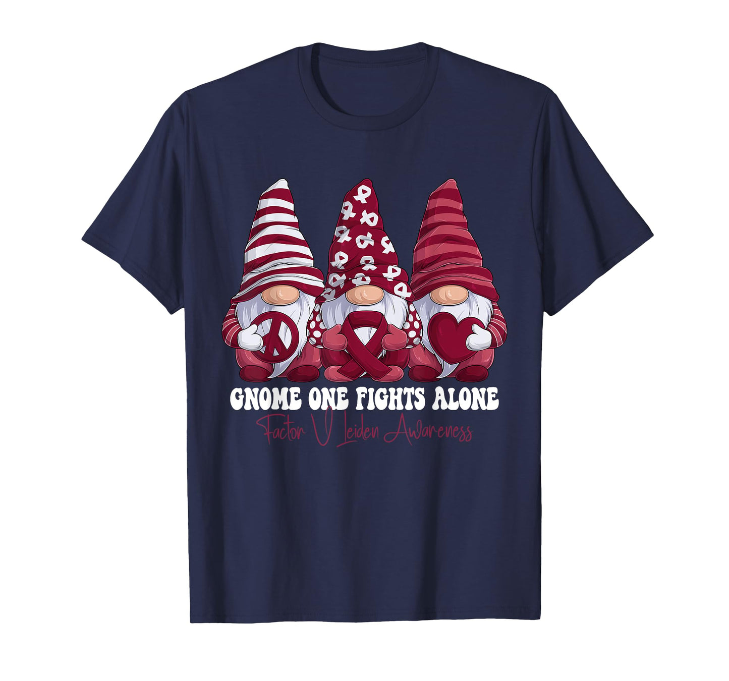 Factor V Leiden Awareness Month Burgundy Ribbon Gnomies T-Shirt