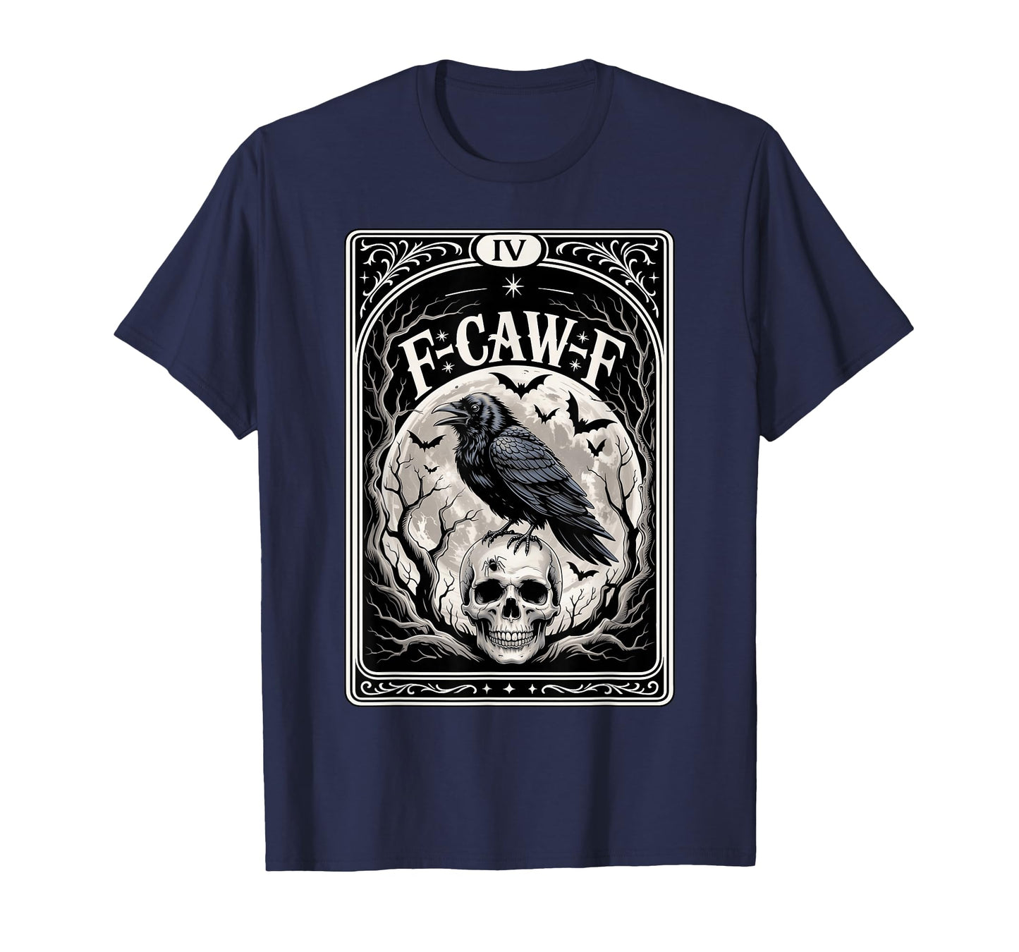 Black Crow F-Caw-F Funny Black Bird Moon Gothic Halloween T-Shirt
