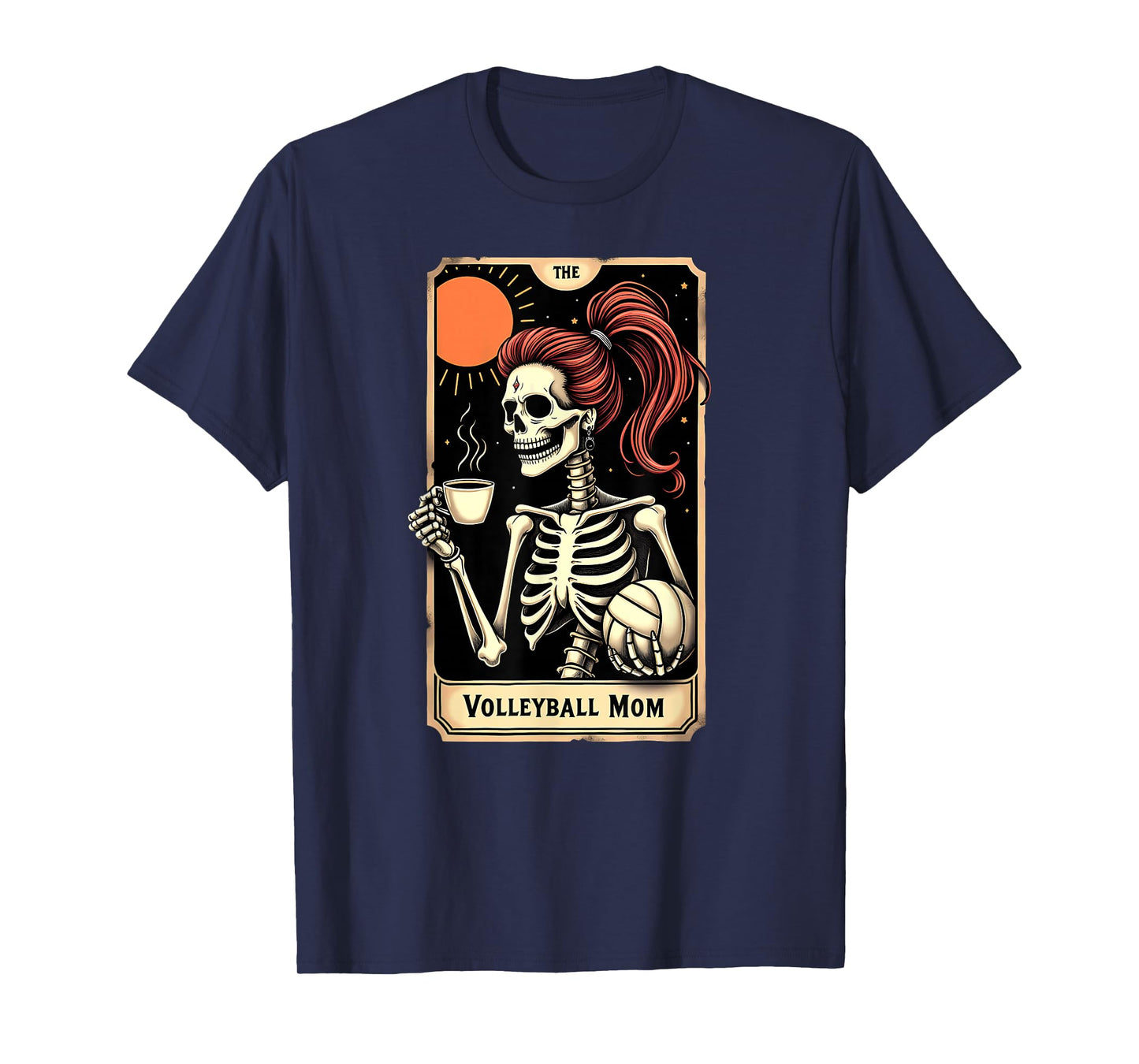 Gothic Tarot Card Skeleton Volleyball Mom Coffee T-Shirt