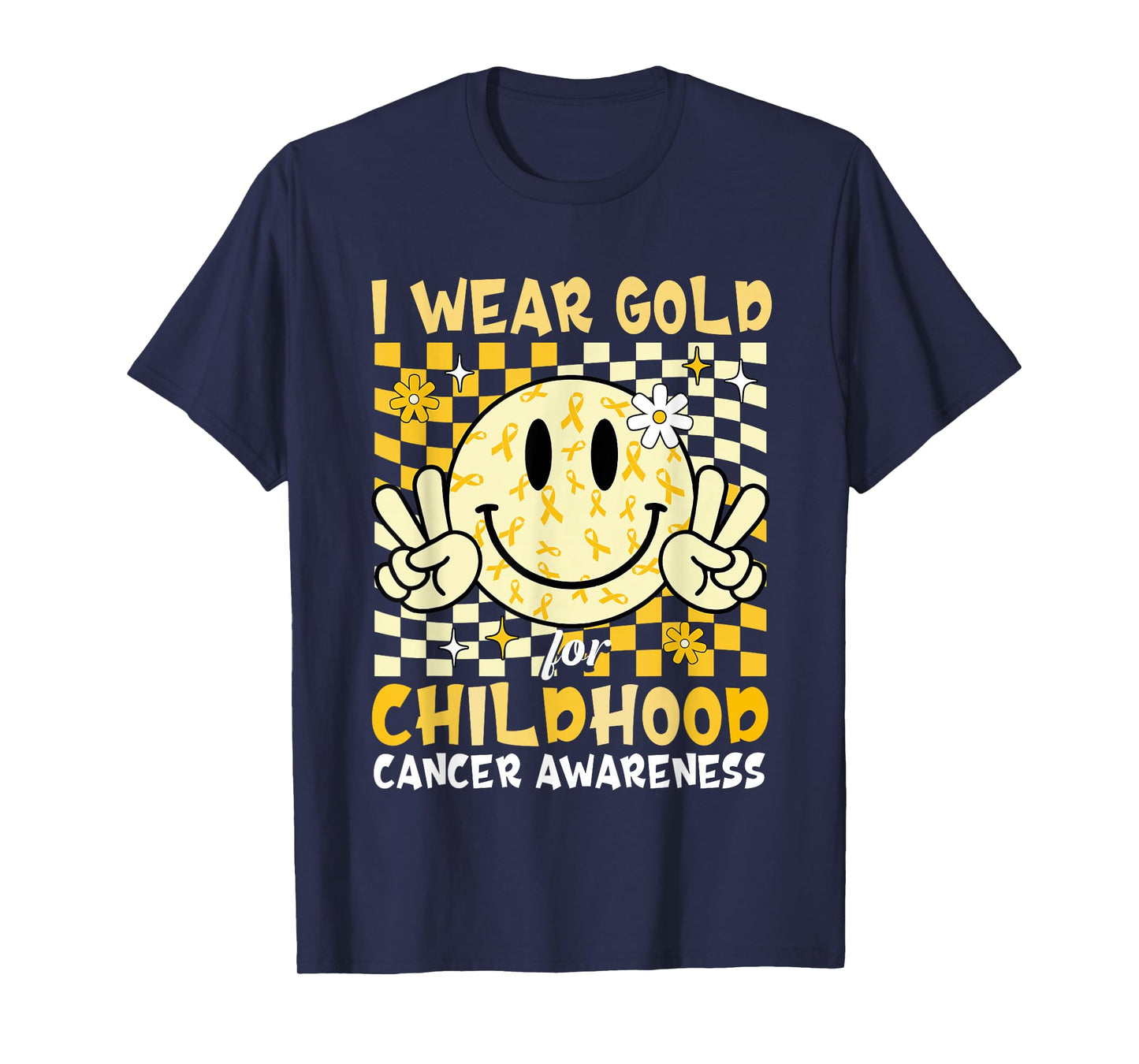 Girly I Wear Gol-d For Childhood Cancer Awareness Smile Face T-Shirt