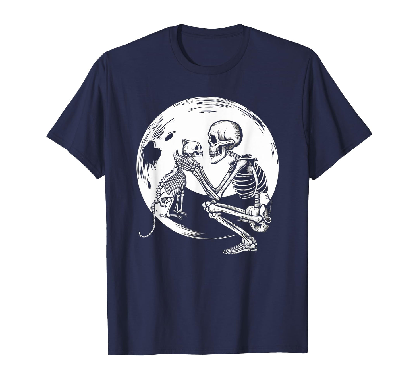 Skeleton Cute Cat Skull Kitty Halloween Men Women Kids T-Shirt