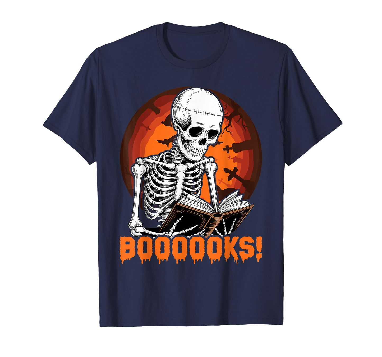 Skeleton Books Halloween Costume Funny Skull Reading T-Shirt