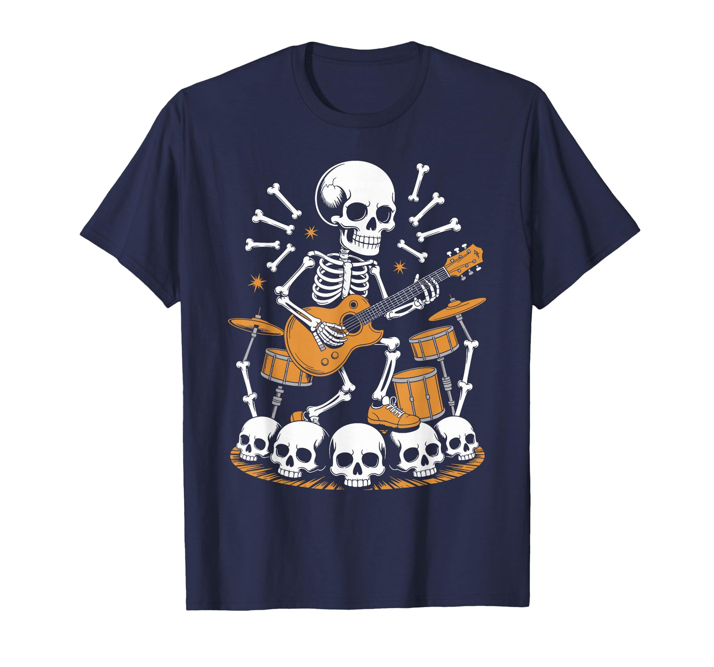 Rock & Roll Skeleton Guitarist Halloween T-Shirt