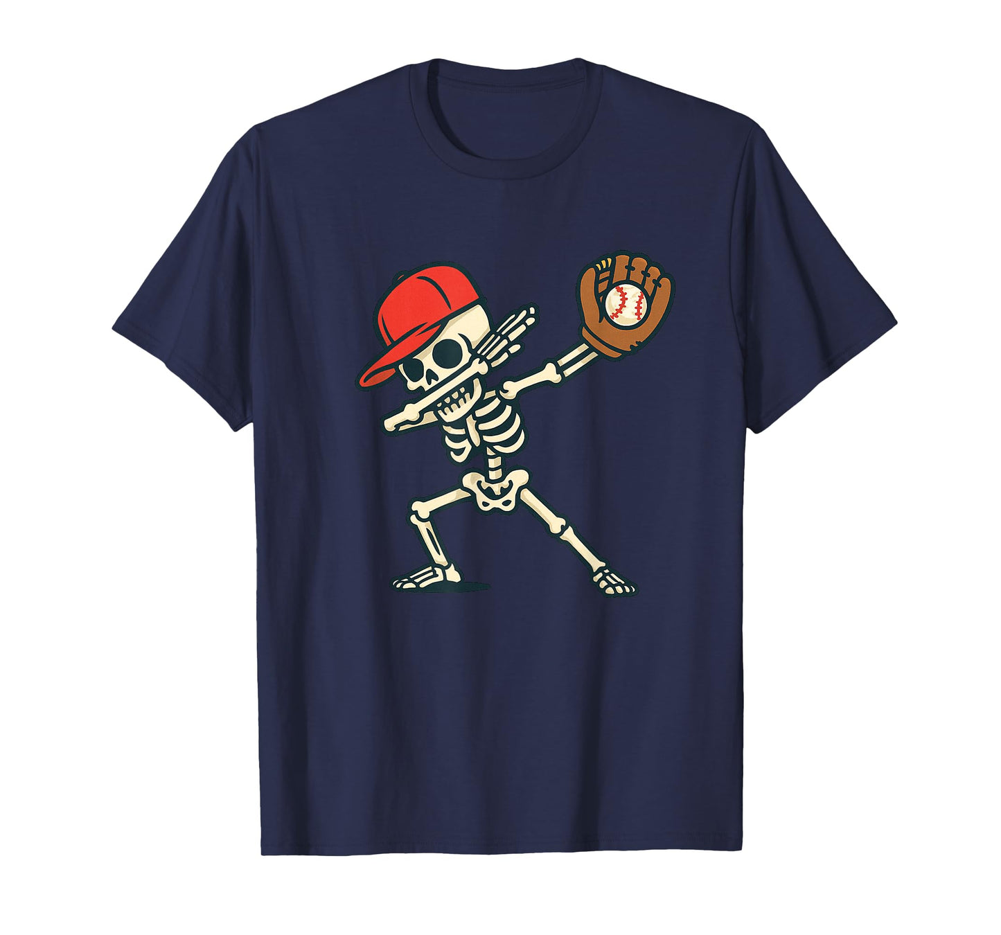 Dabbing Skeleton Baseball Player Halloween Men Women Kids T-Shirt