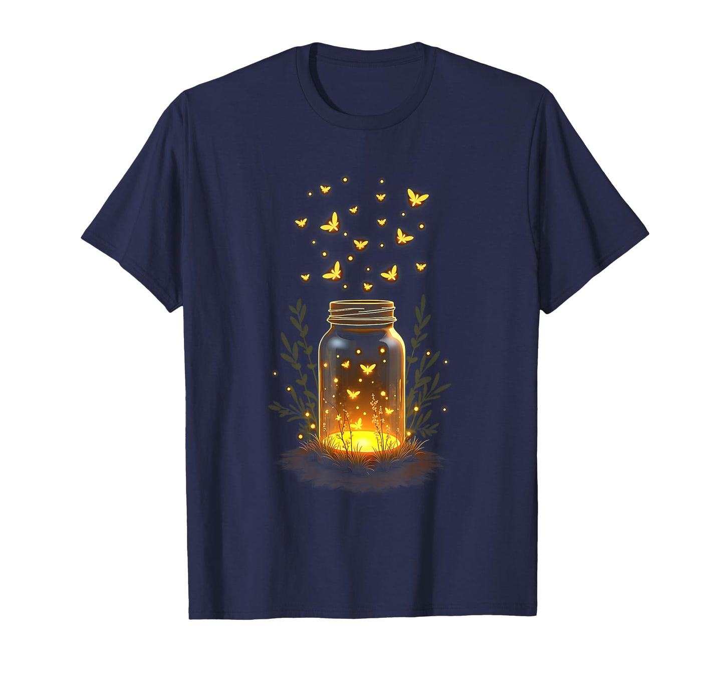 Fireflies In A Jar Nature Lover Glowing Insects Summer Night T-Shirt