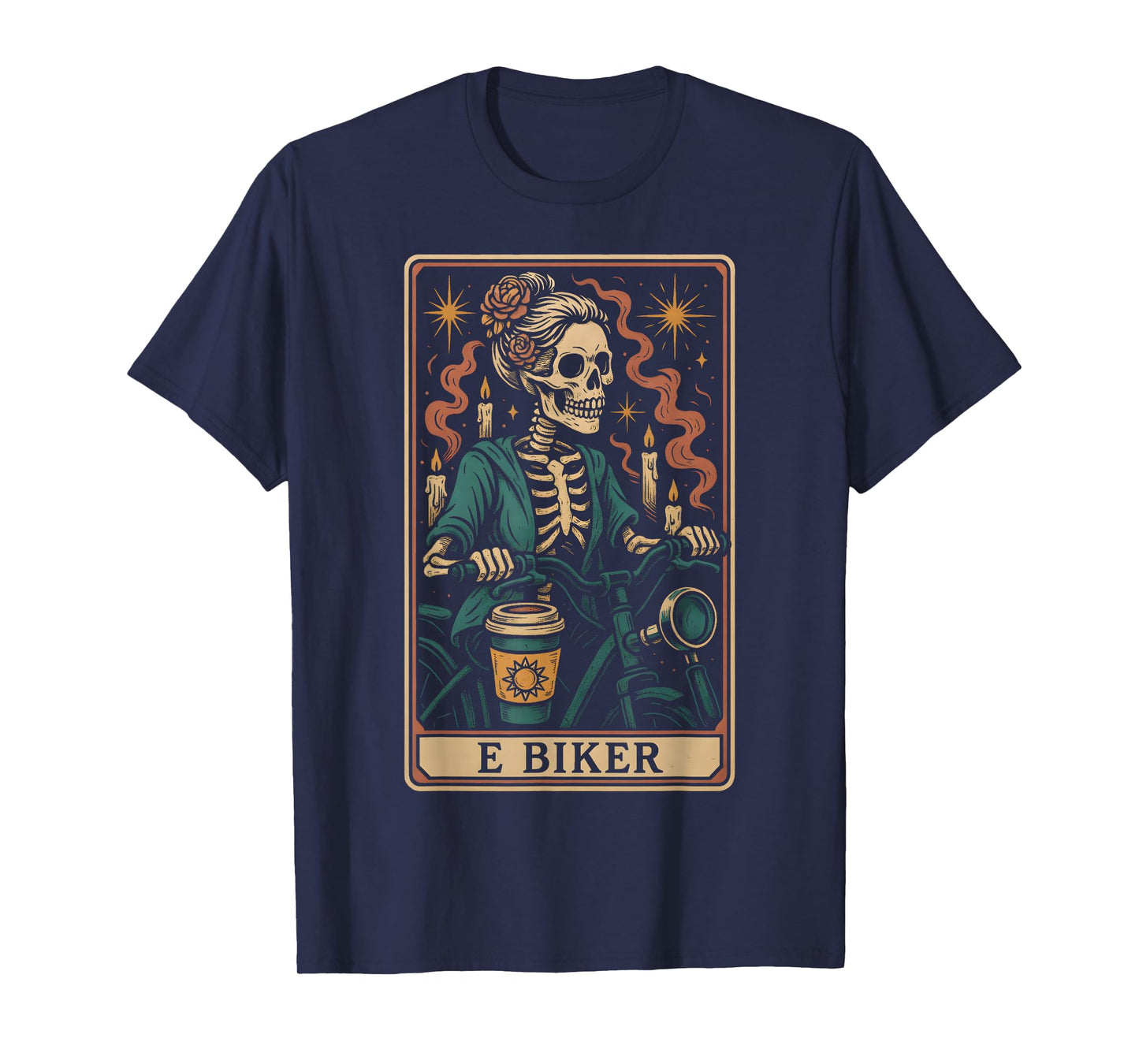 Mystic Skeleton Rider Tarot Inspired E Biker Artwork T-Shirt