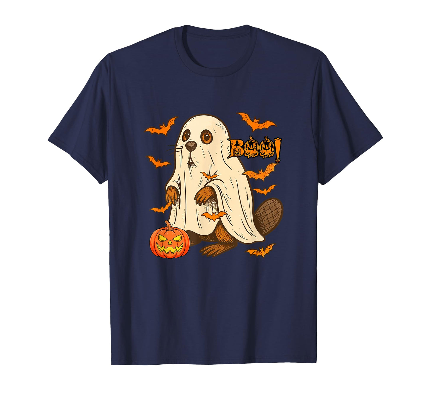 Boo Halloween Beaver Cosplay Ghost Costume Animal Lover T-Shirt
