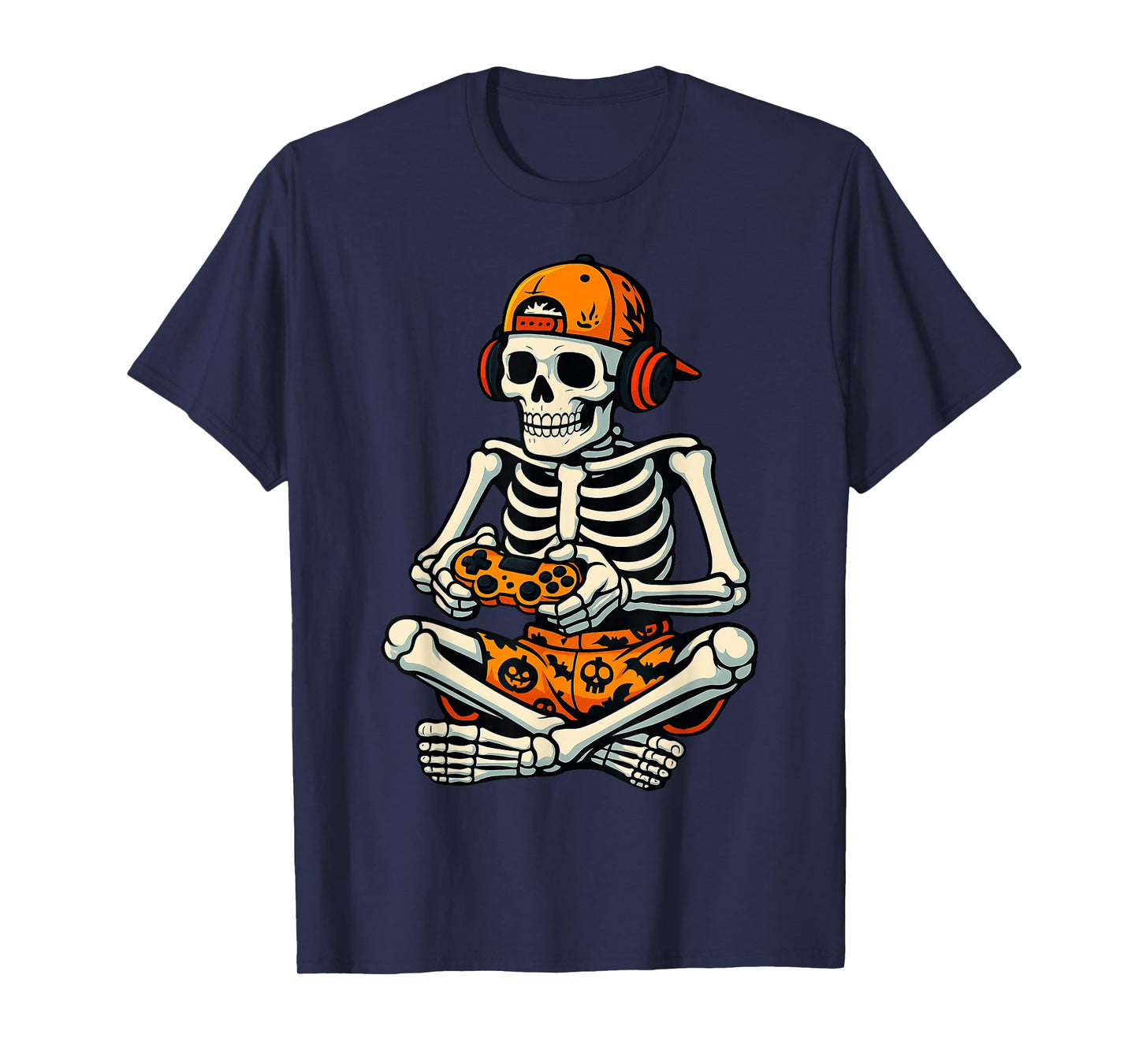 Skeleton Gamer Headphone Funny Halloween Gaming Boys Kids T-Shirt
