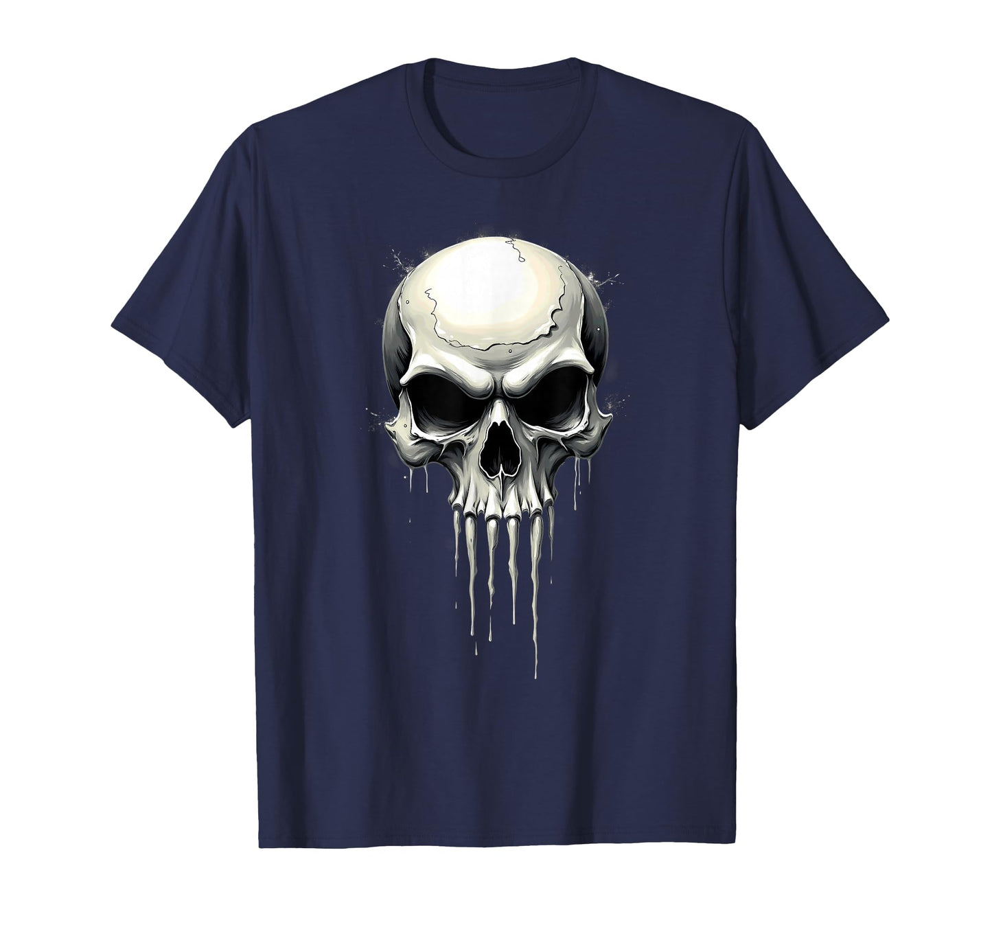Melting Scary Skull Drip Skeleton Halloween T-Shirt