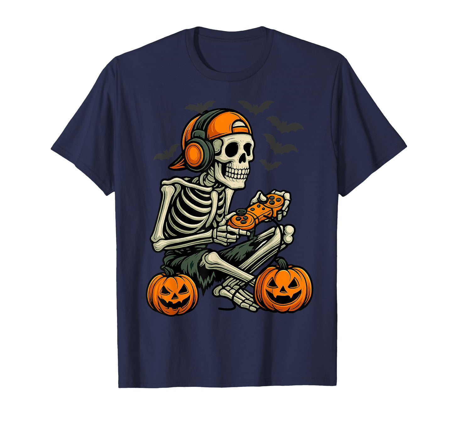 Funny Skeleton Video Game Halloween Gaming Gamer Boys Men T-Shirt