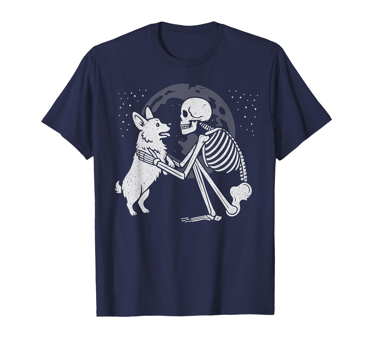 Corgi Skeleton Moon Halloween Dog Lover T-Shirt
