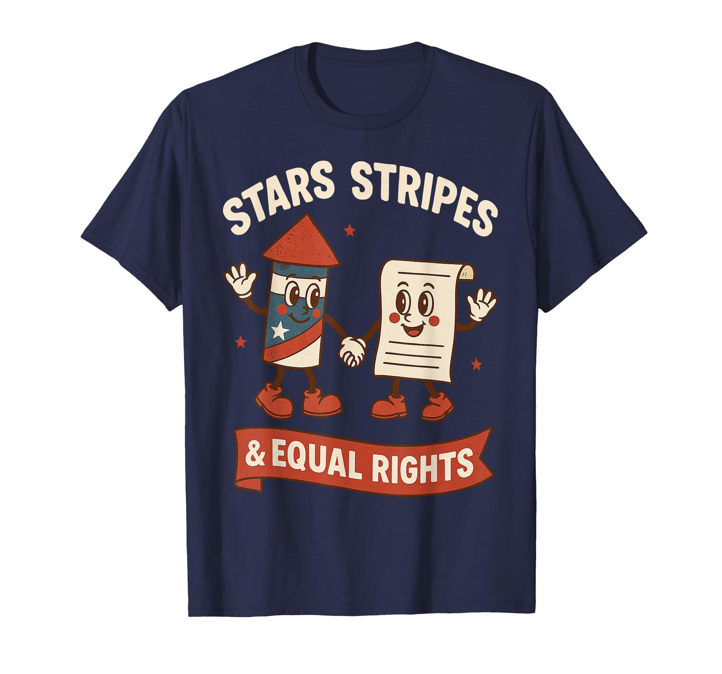 Stars Stripes Equal Rights Vintage 4th of July USA Freedom T-Shirt
